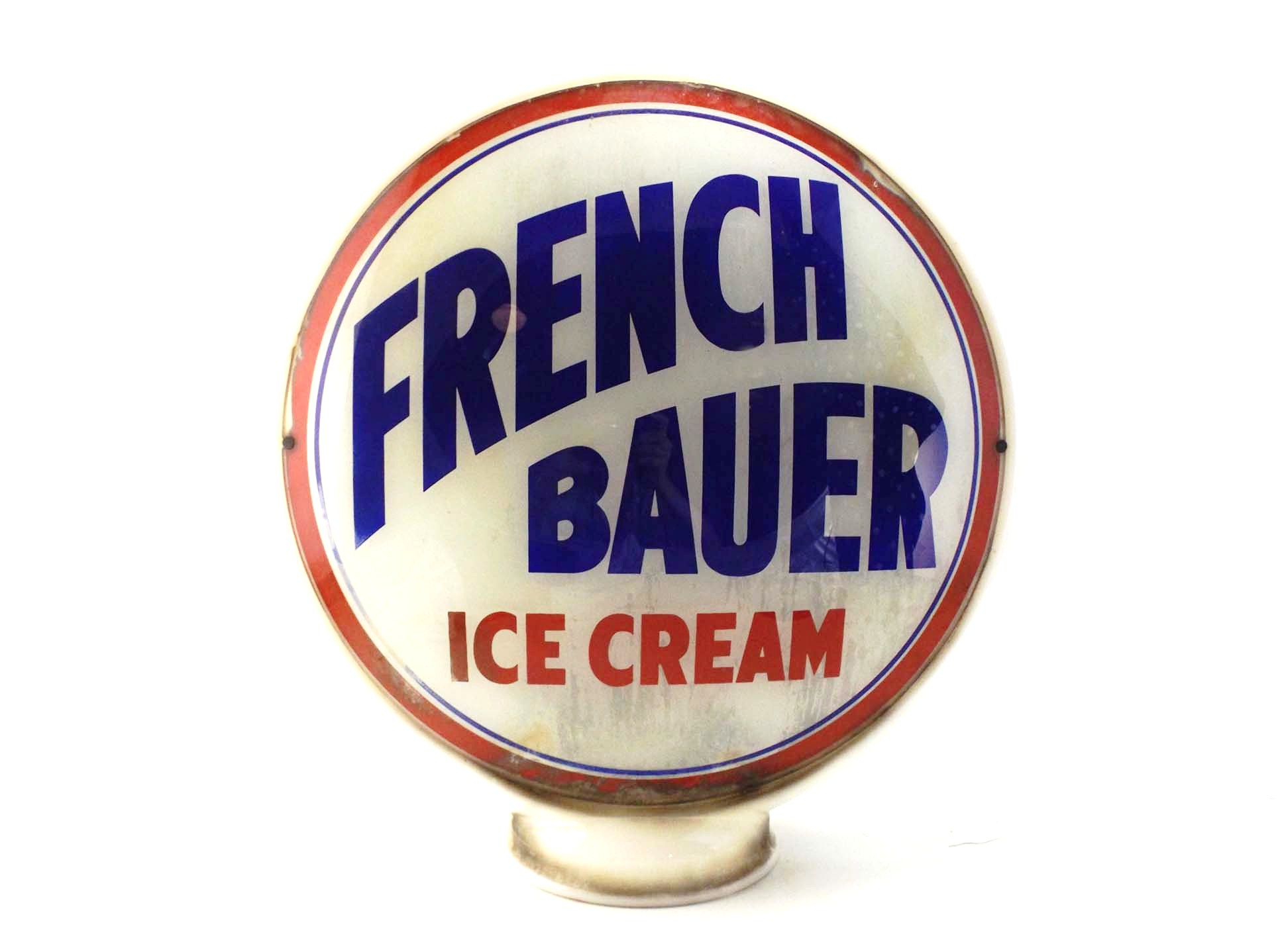 Vintage French Bauer Glass Advertising Globe