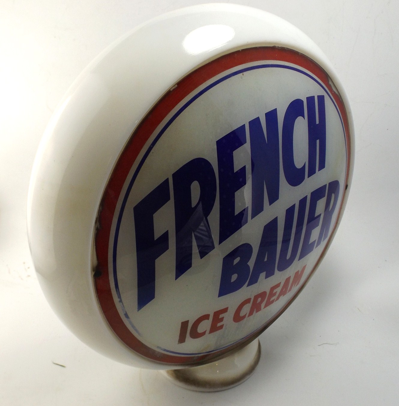 Vintage French Bauer Glass Advertising Globe