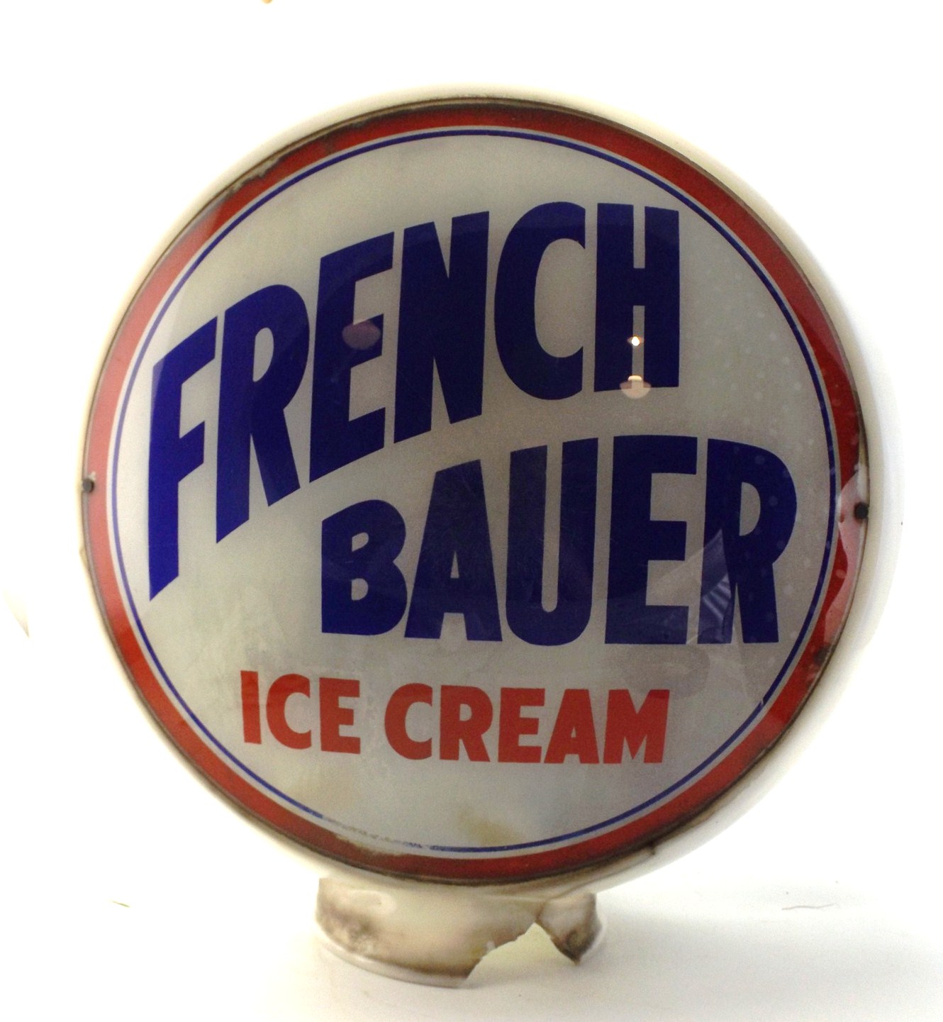 Vintage French Bauer Glass Advertising Globe