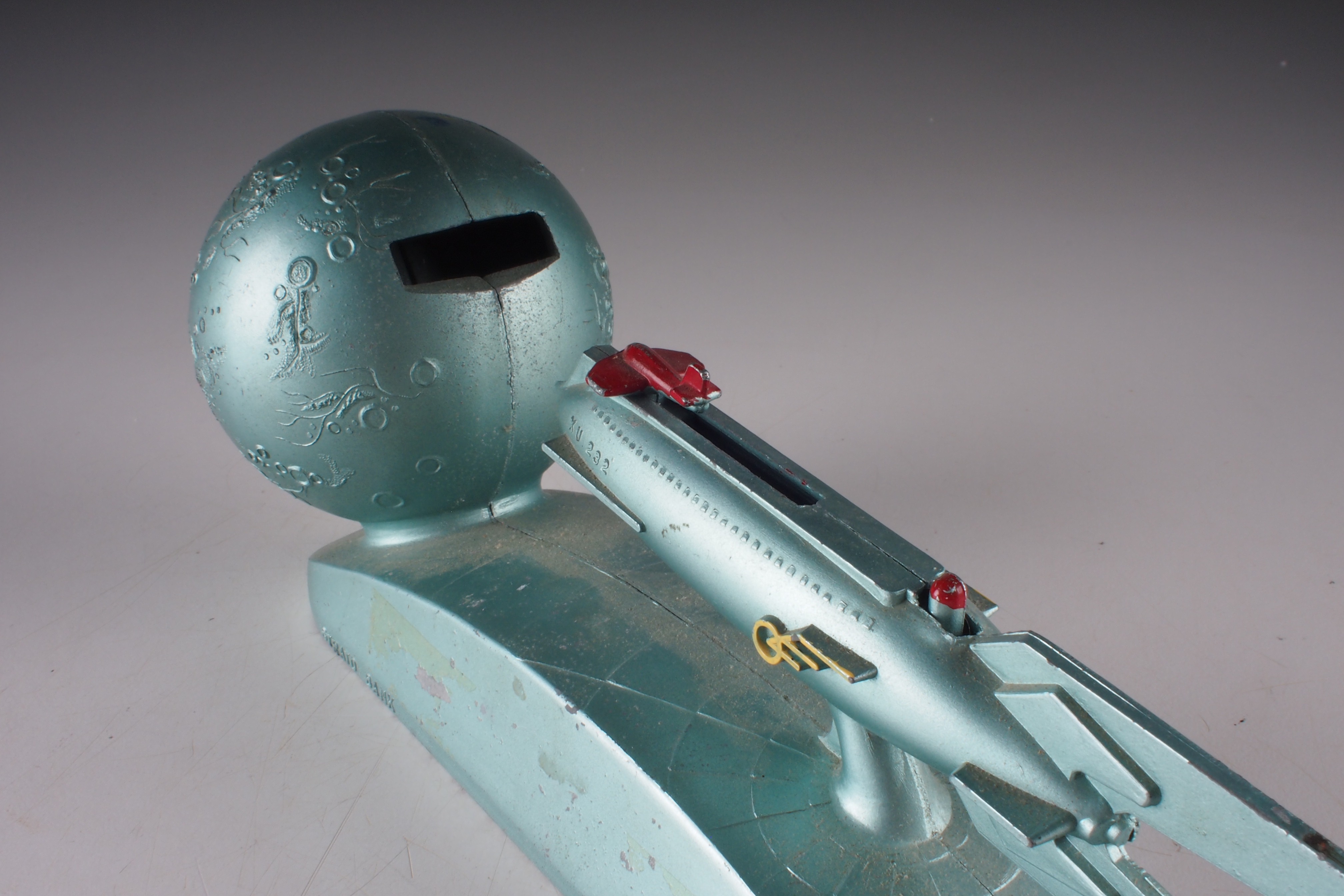 Vintage 1950s Strato Metal Rocket Bank
