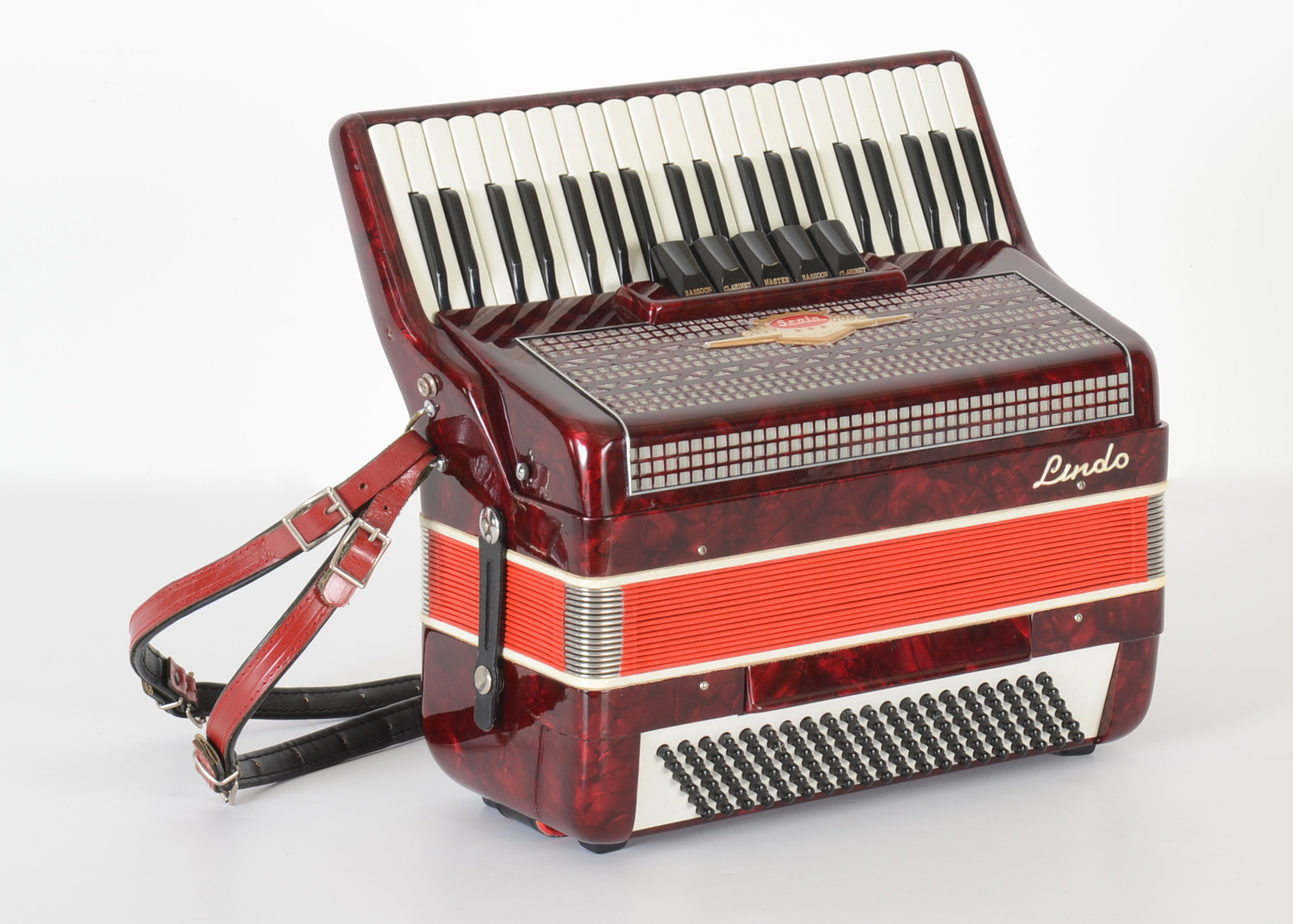 Red Lindo Accordion in Black Case