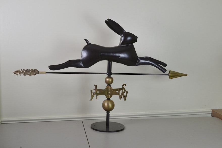 Contemporary Folk Art Style Running Rabbit Weathervane