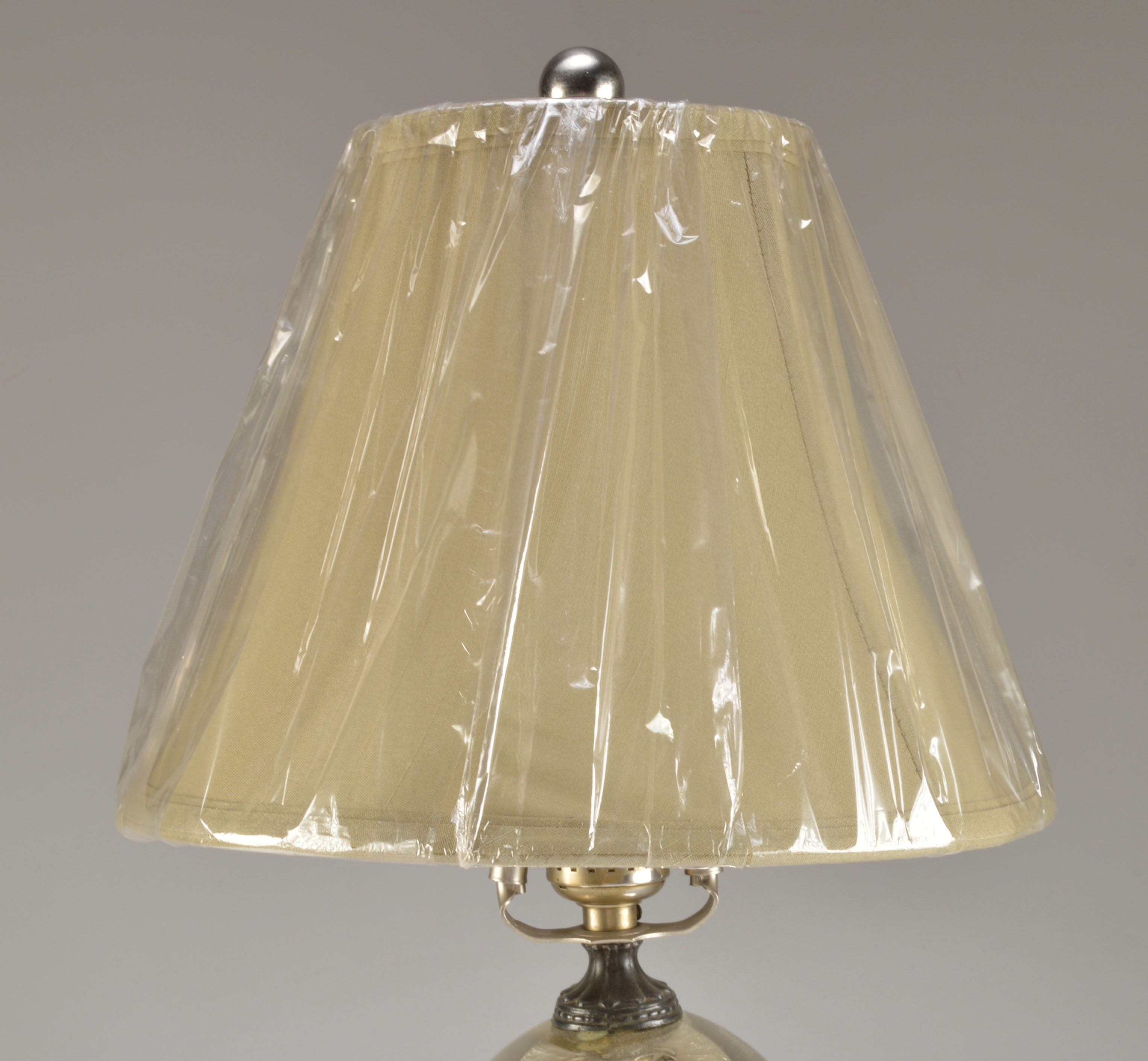 Green Glass and Metal Ball Table Lamp