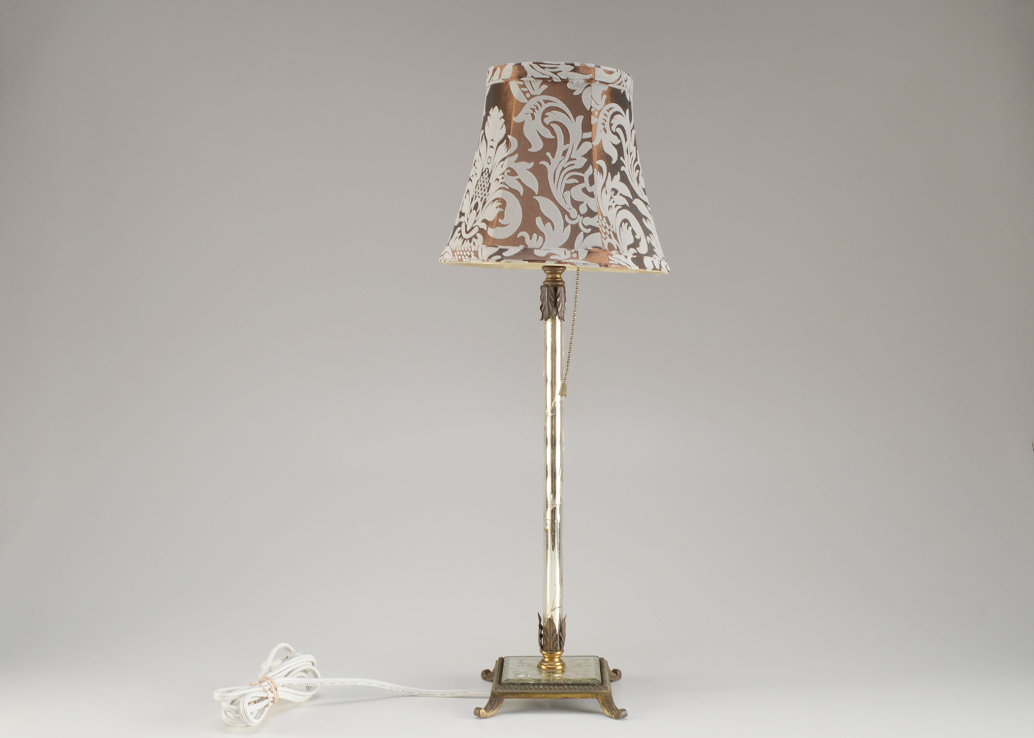 Etched Glass and Metal Table Lamp