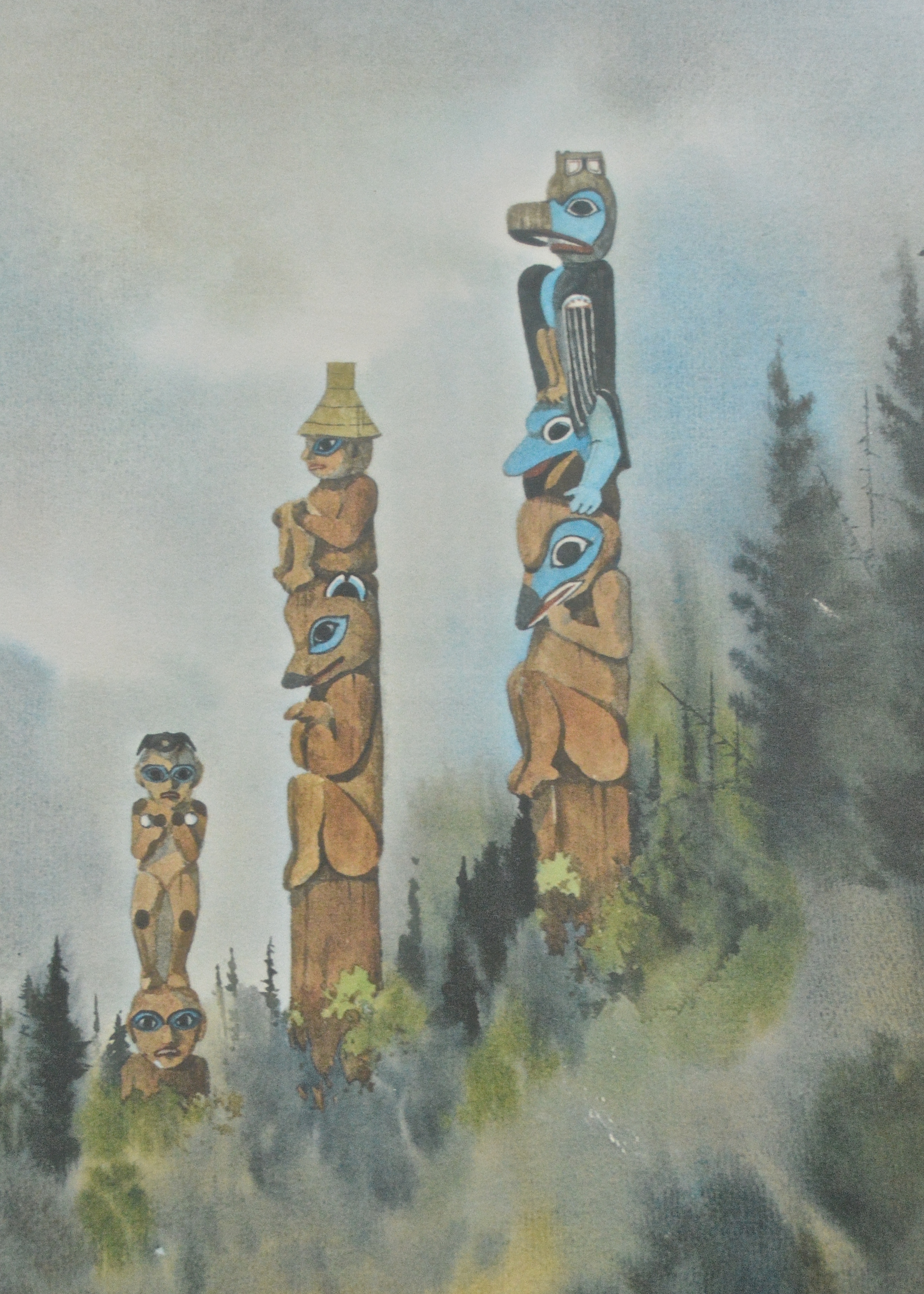 Two N. Taylor Stonington Prints and a Vintage Watercolor