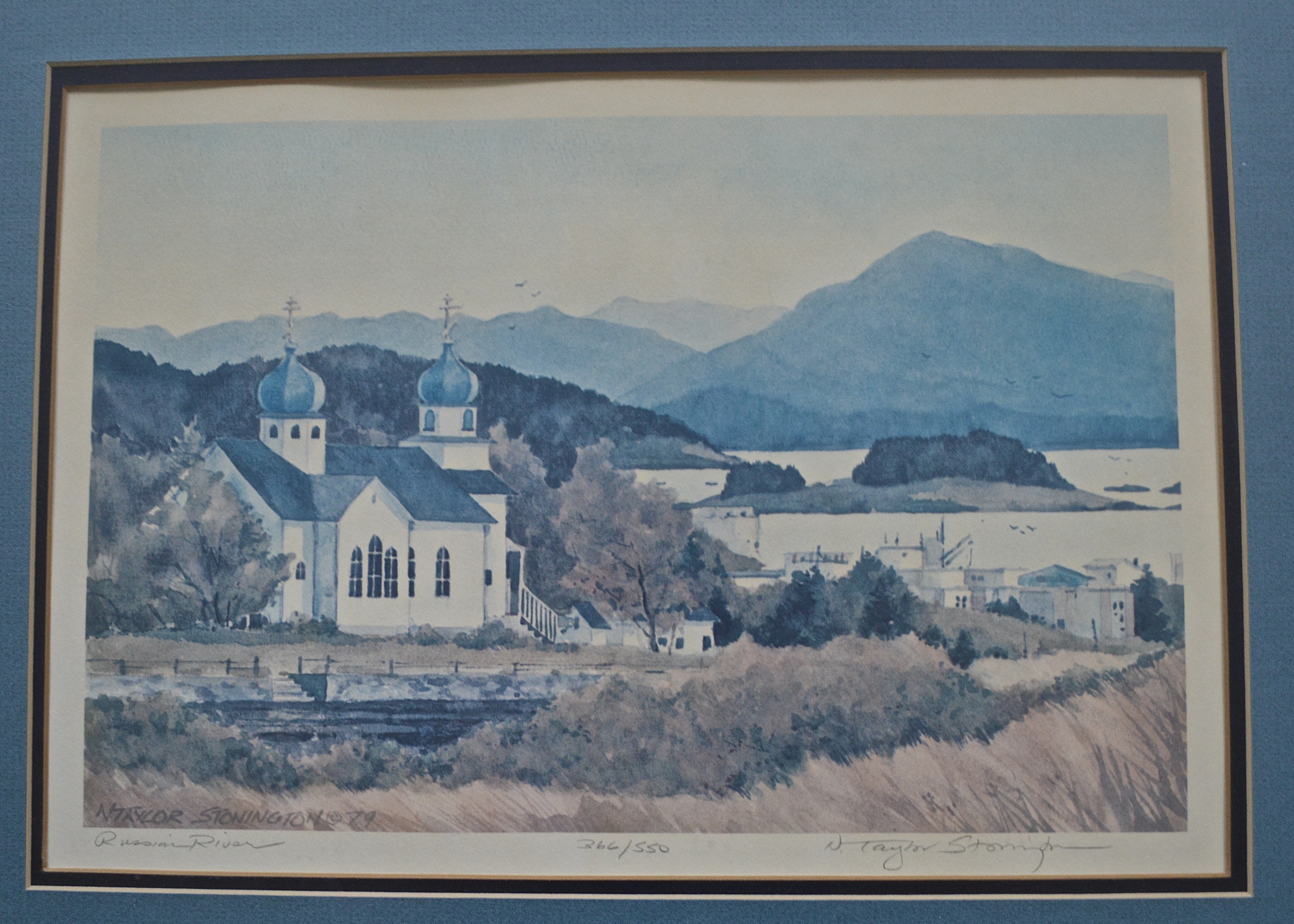 Two N. Taylor Stonington Prints and a Vintage Watercolor