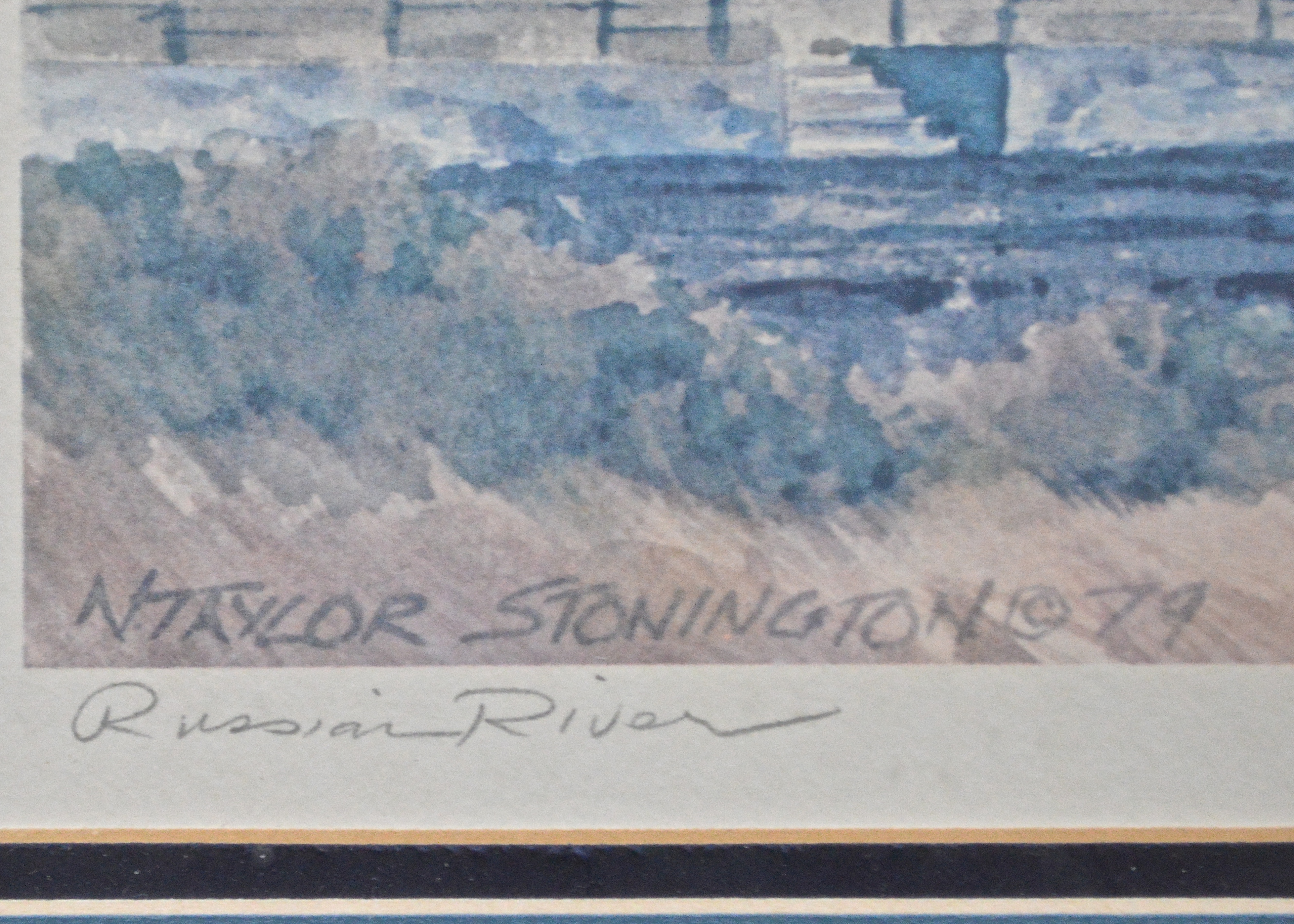 Two N. Taylor Stonington Prints and a Vintage Watercolor