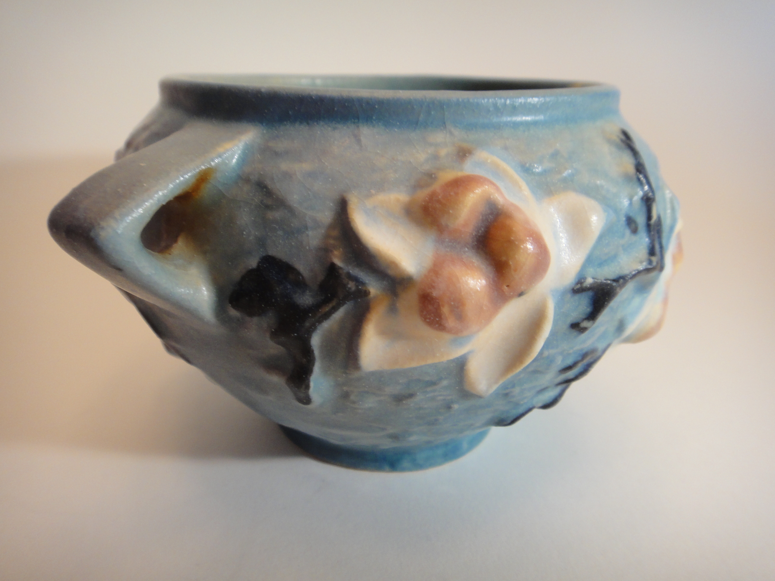 1940 Magnolia Blue Vase by Roseville Pottery