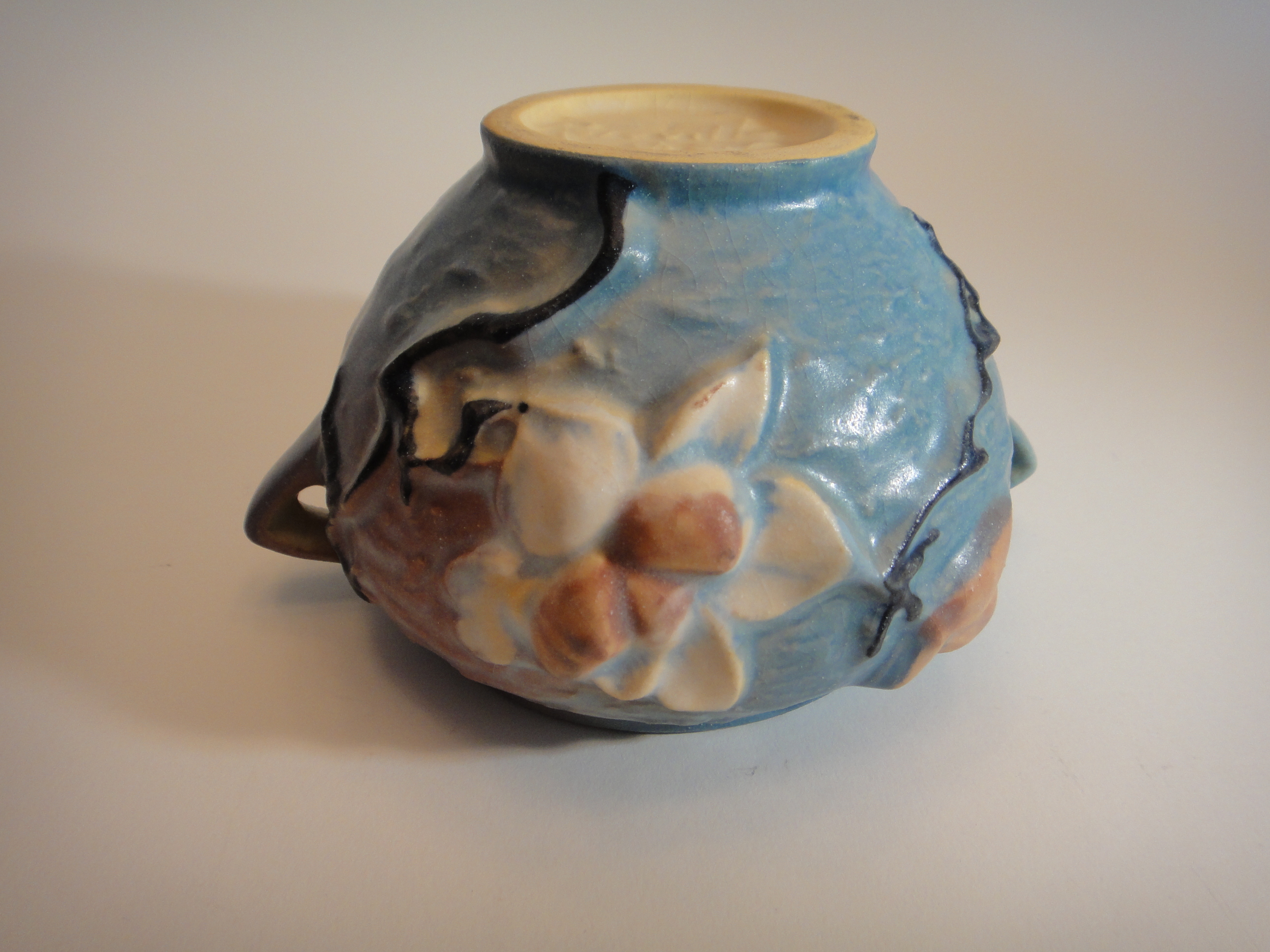 1940 Magnolia Blue Vase by Roseville Pottery