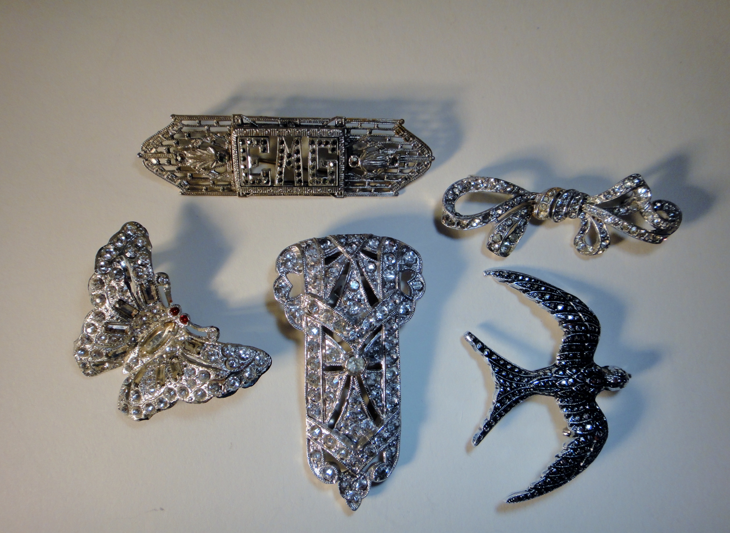 Five Vintage Rhinestone Jewelry Pieces