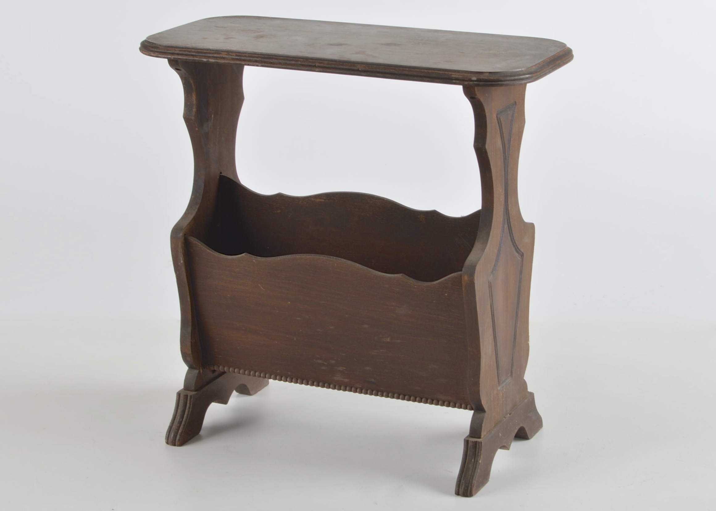 Vintage Wood End Table/Magazine Rack