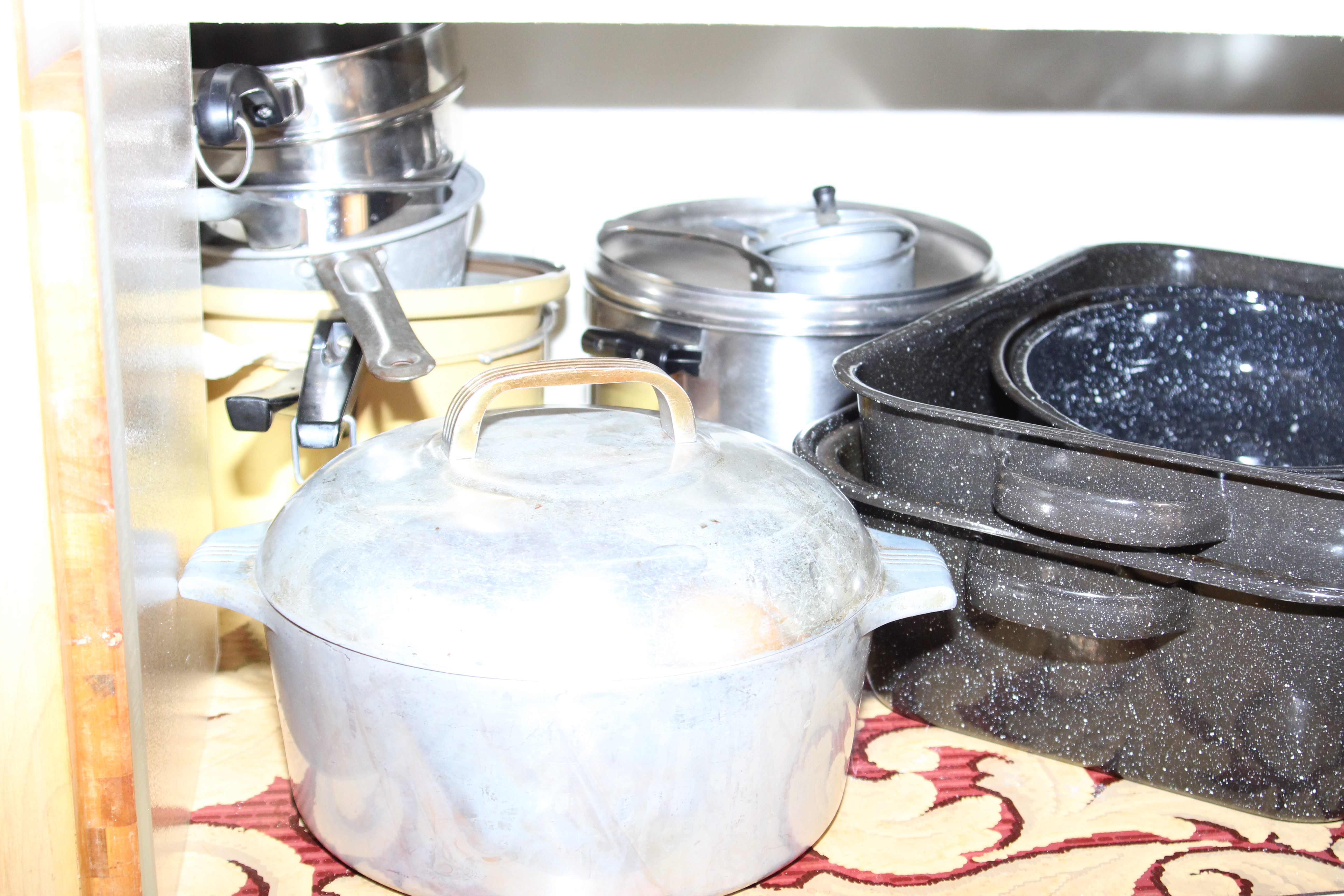 Enamel Roasters, Magnalite Roaster, and Pots and Pans 