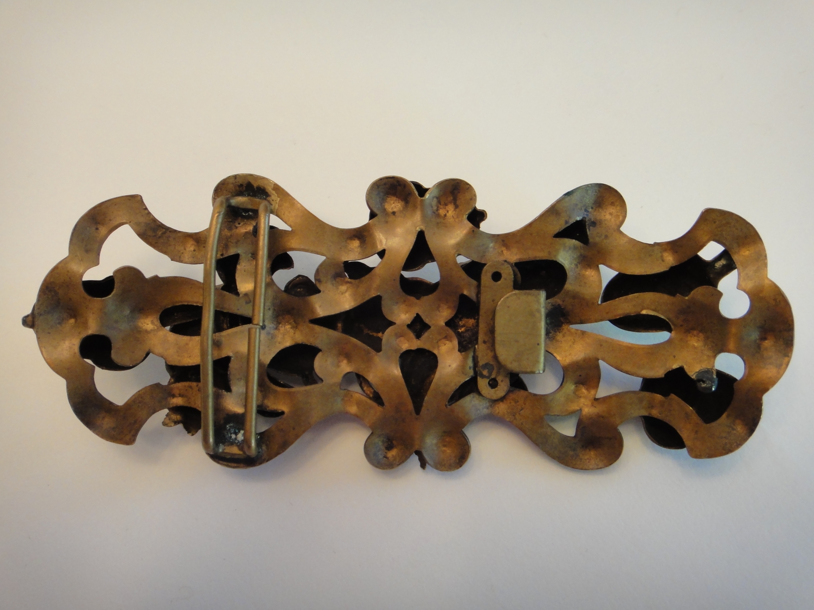 Vintage Brass & Turquoise Acorn Belt Buckle