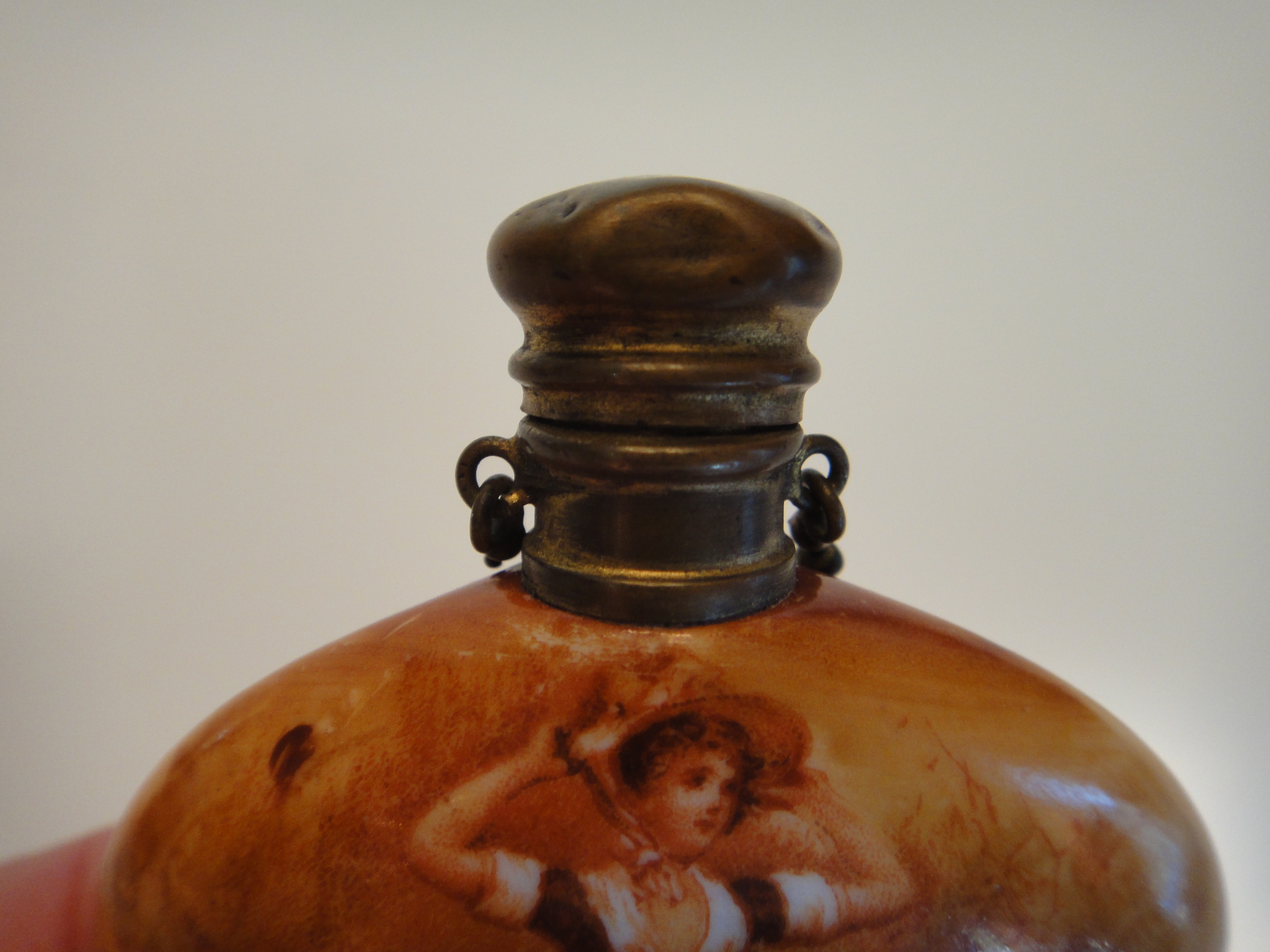 1800s Victorian Porcelain Perfume Bottle Chatelaine