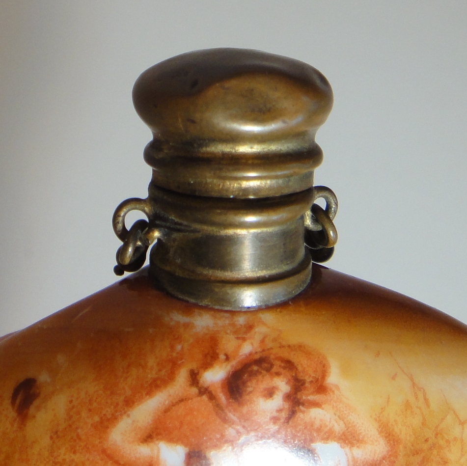 1800s Victorian Porcelain Perfume Bottle Chatelaine