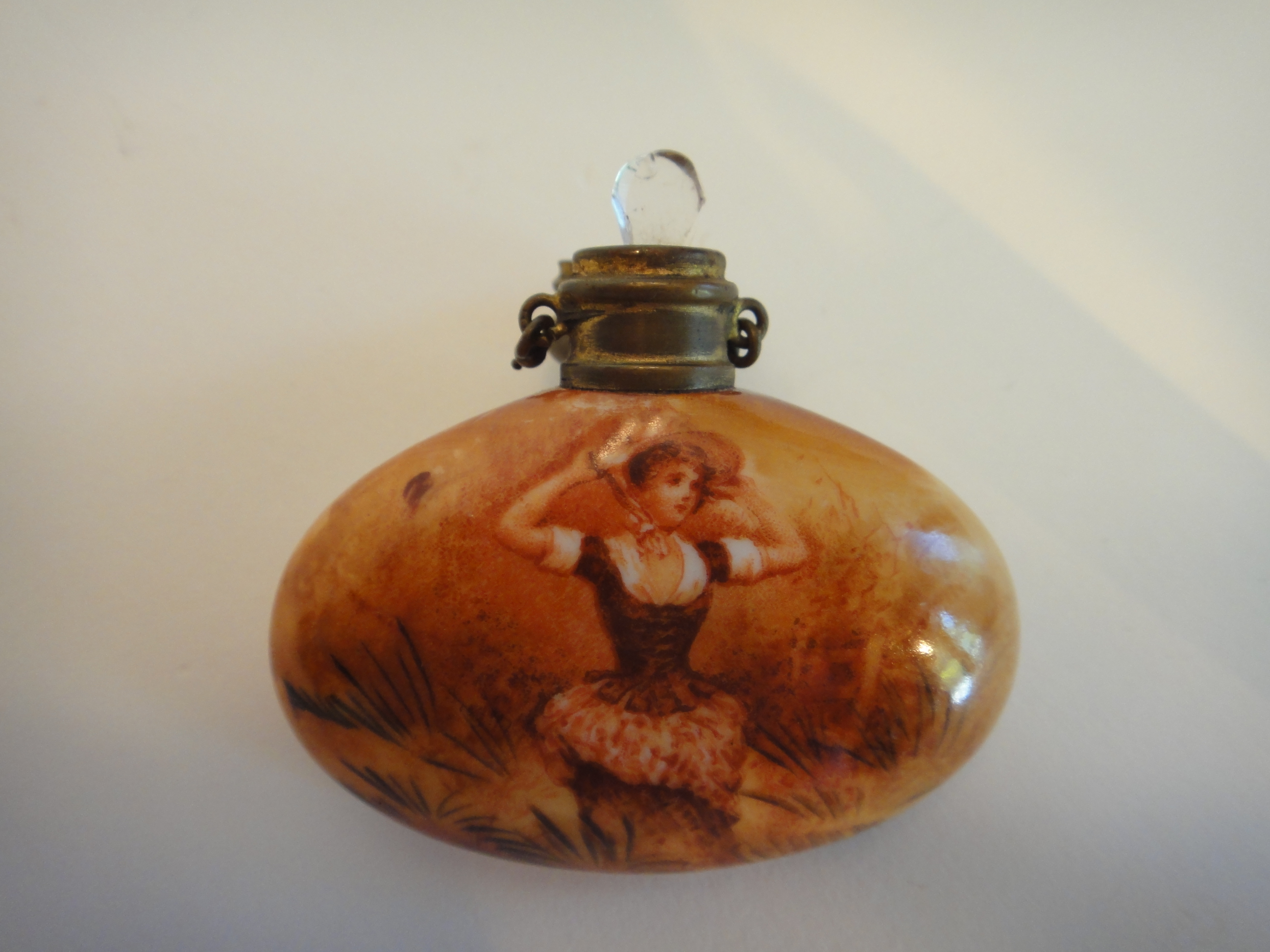 1800s Victorian Porcelain Perfume Bottle Chatelaine