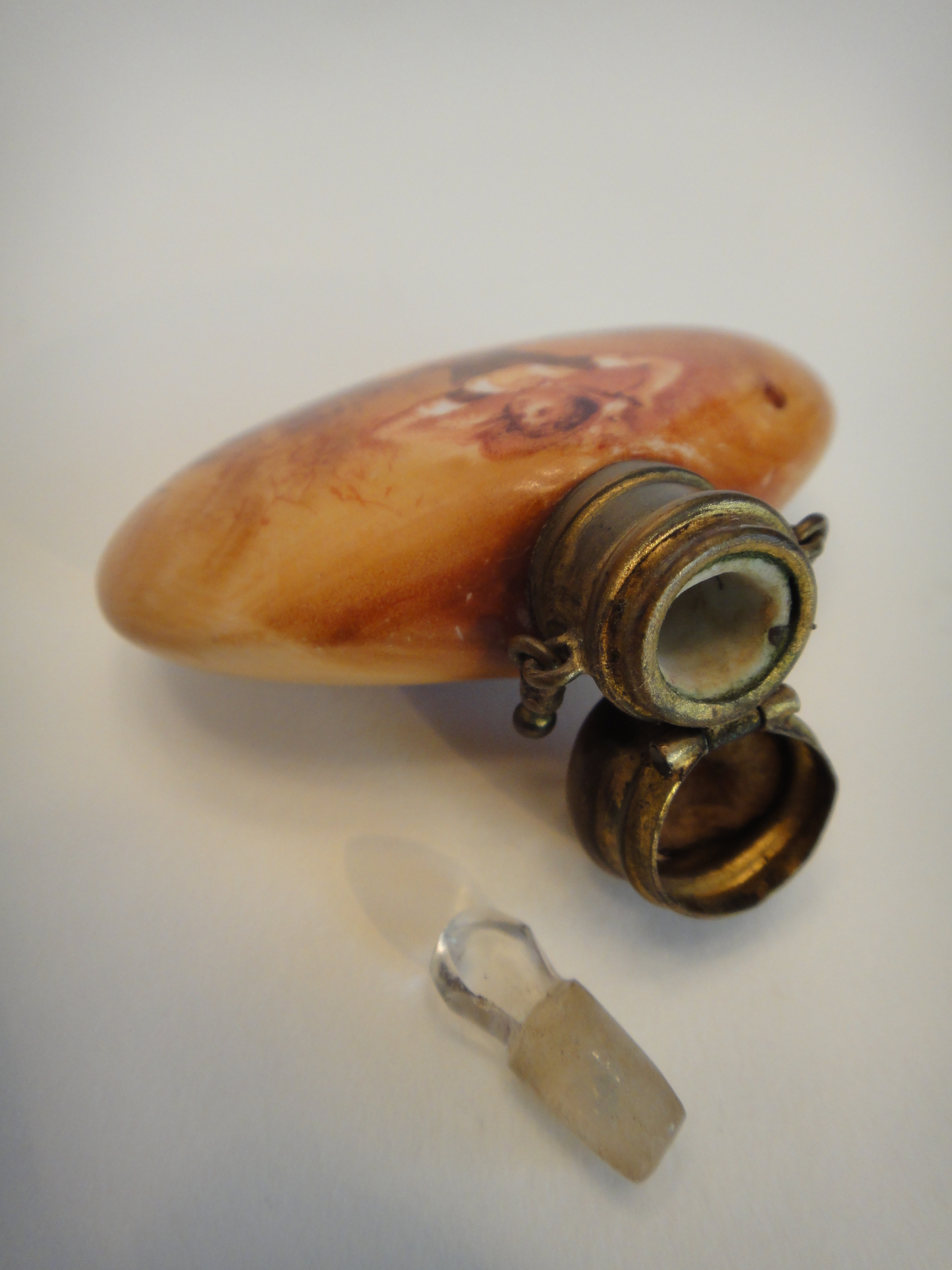 1800s Victorian Porcelain Perfume Bottle Chatelaine