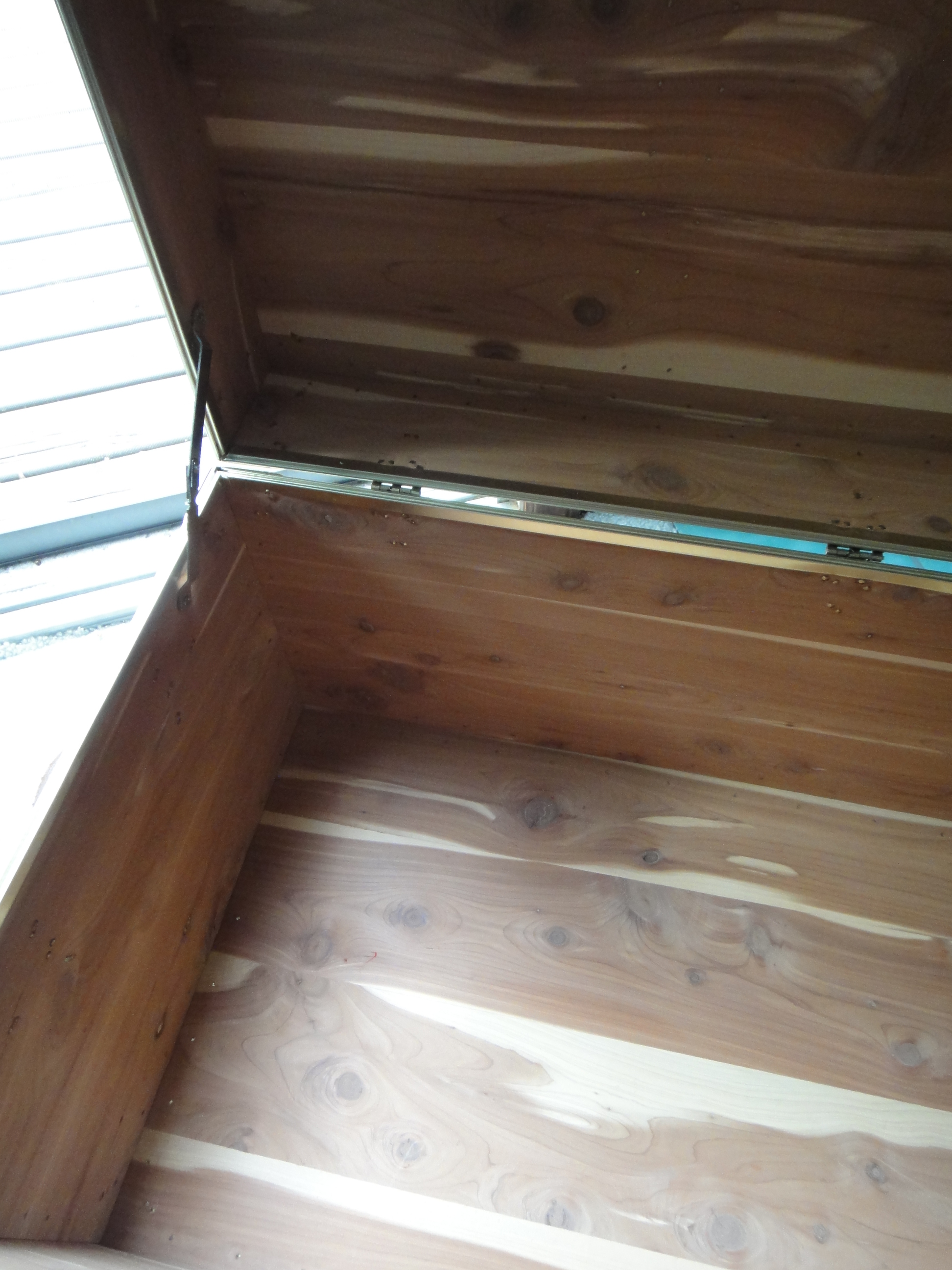 Metal, Brass & Cedar Trunk Foot Locker