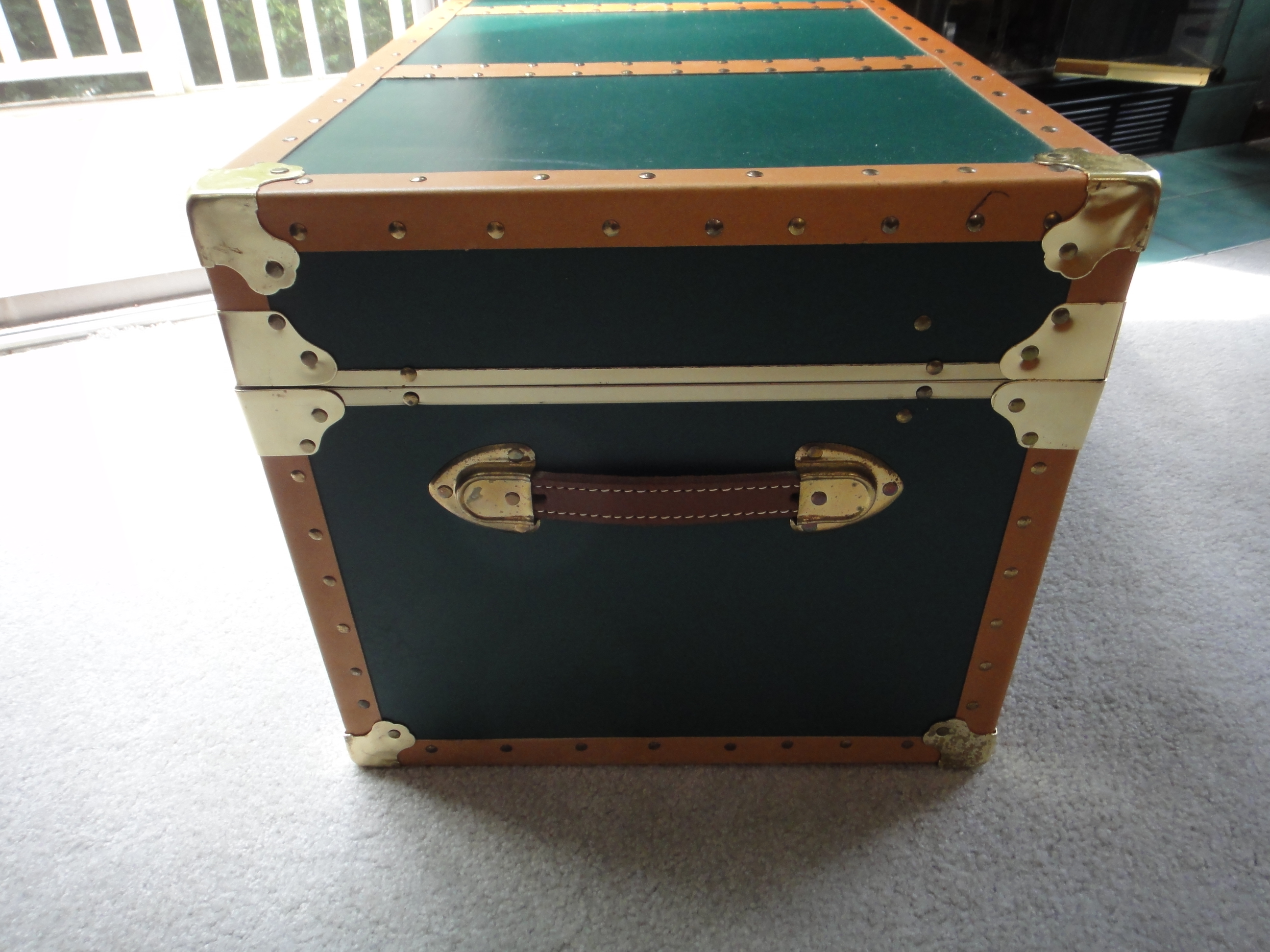 Metal, Brass & Cedar Trunk Foot Locker