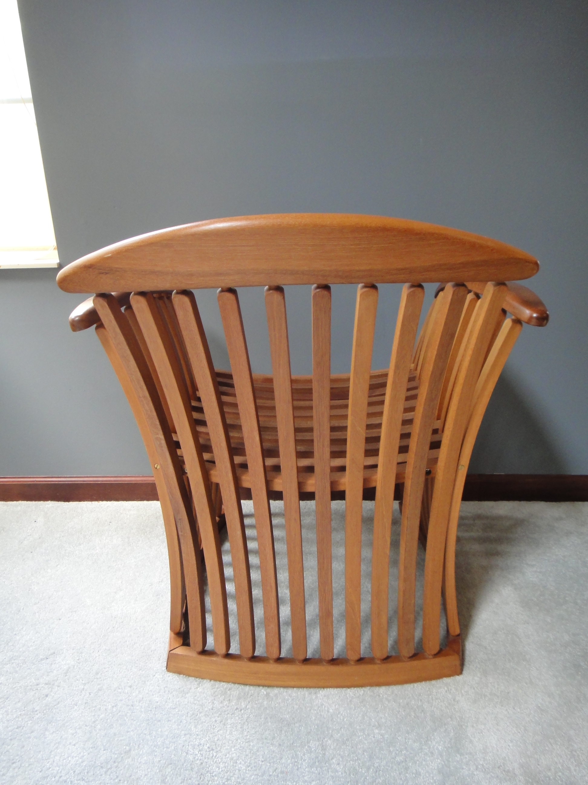 Mid Century Modern Wooden Curved Slat Arm Chair