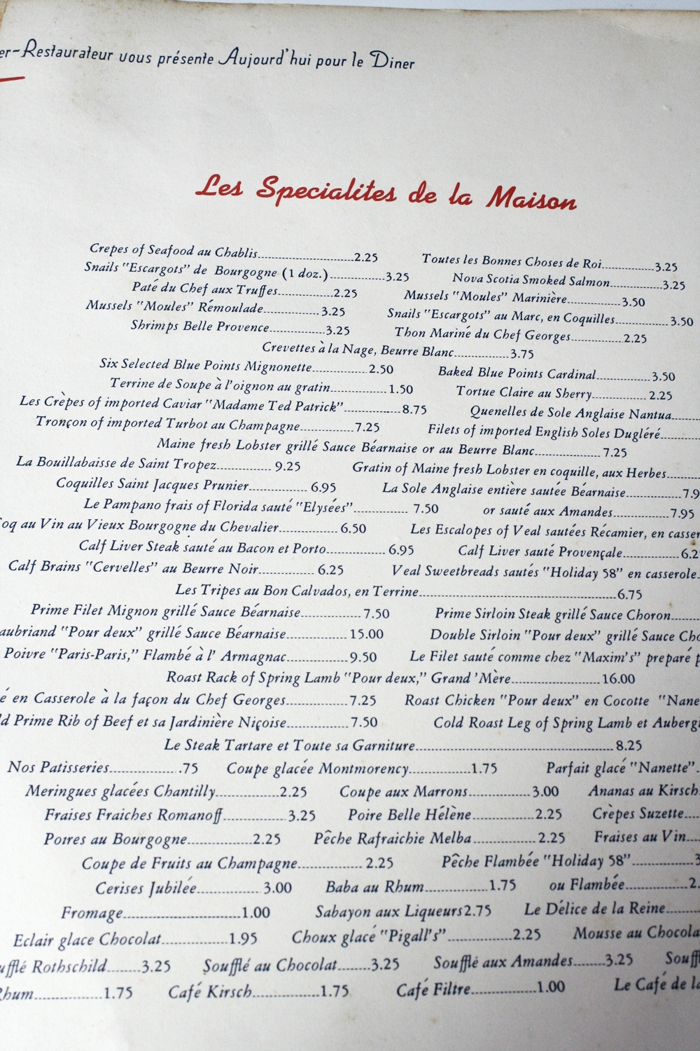 Vintage Cincinnati Restaurant Menus 