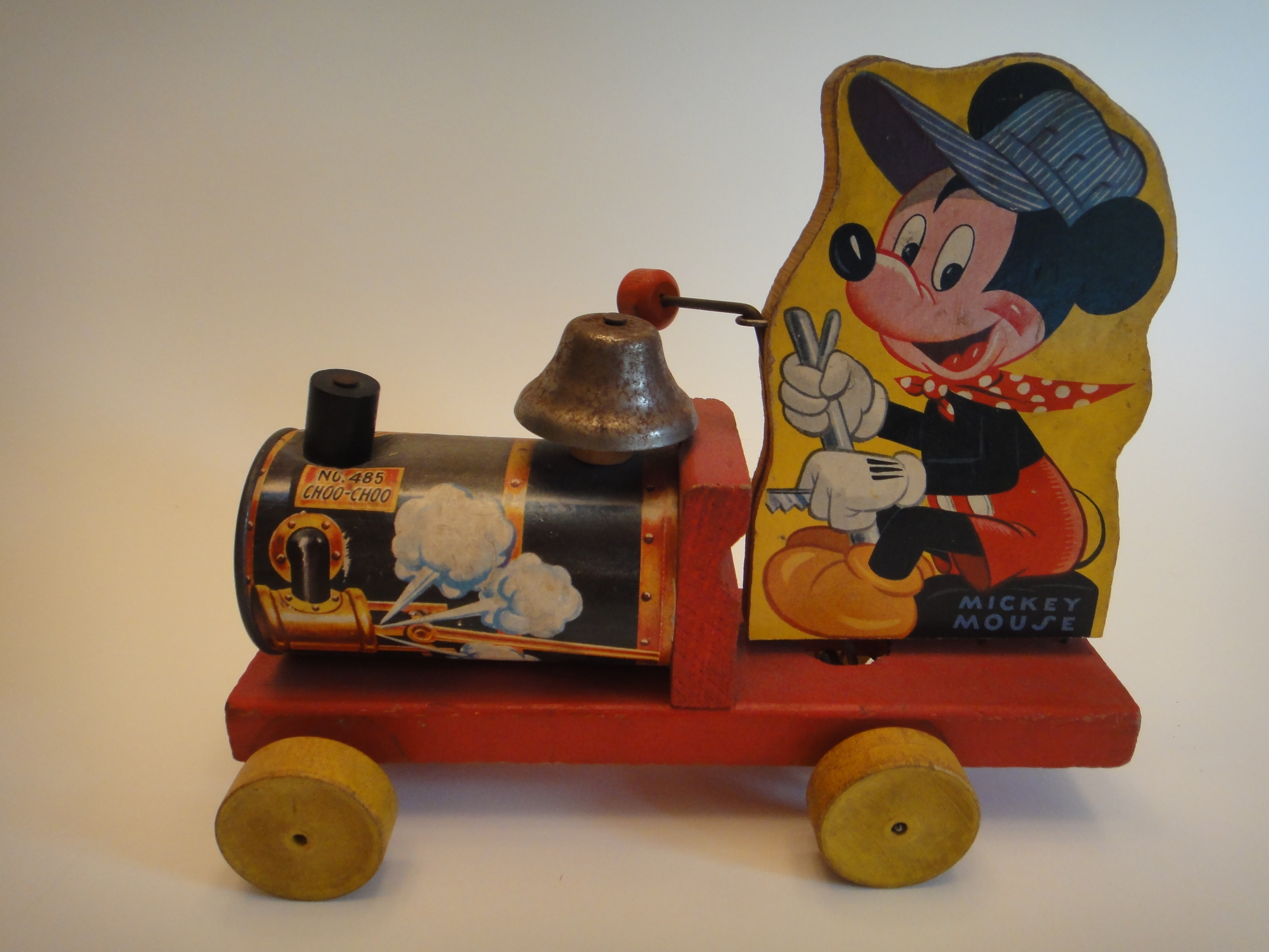 Vintage Fisher Price Disney Mickey Mouse Wooden Pull Toy