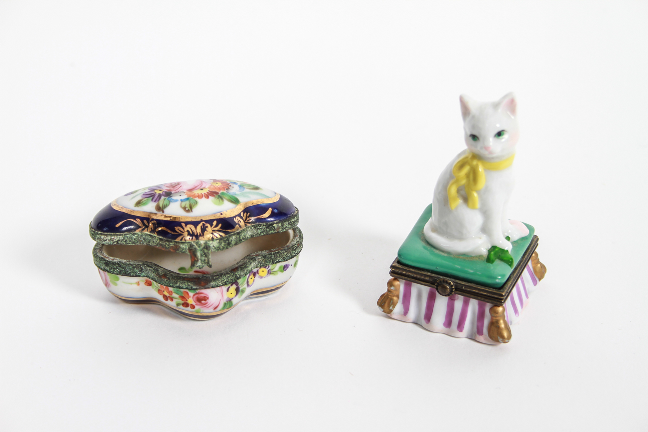 Pair of Porcelain Antique Pill Boxes