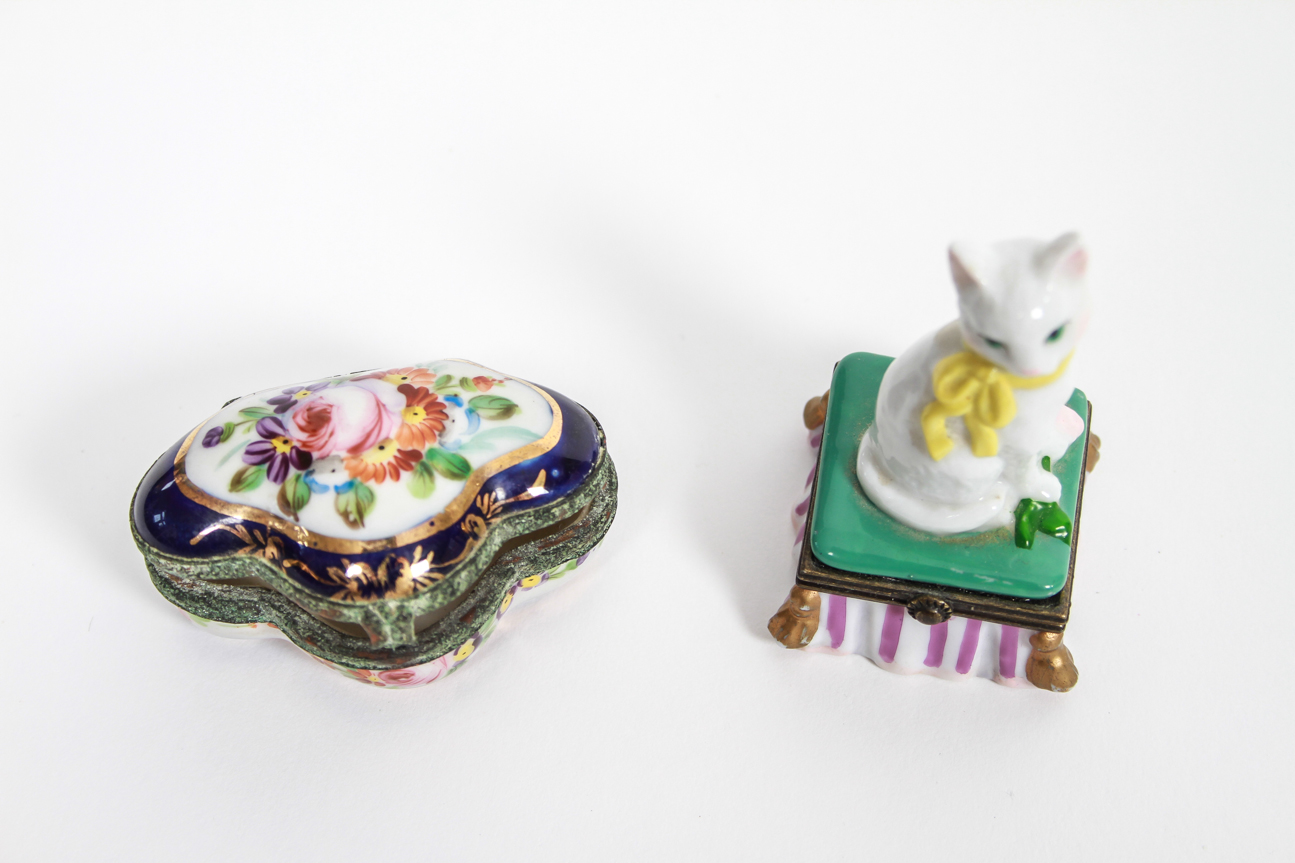 Pair of Porcelain Antique Pill Boxes
