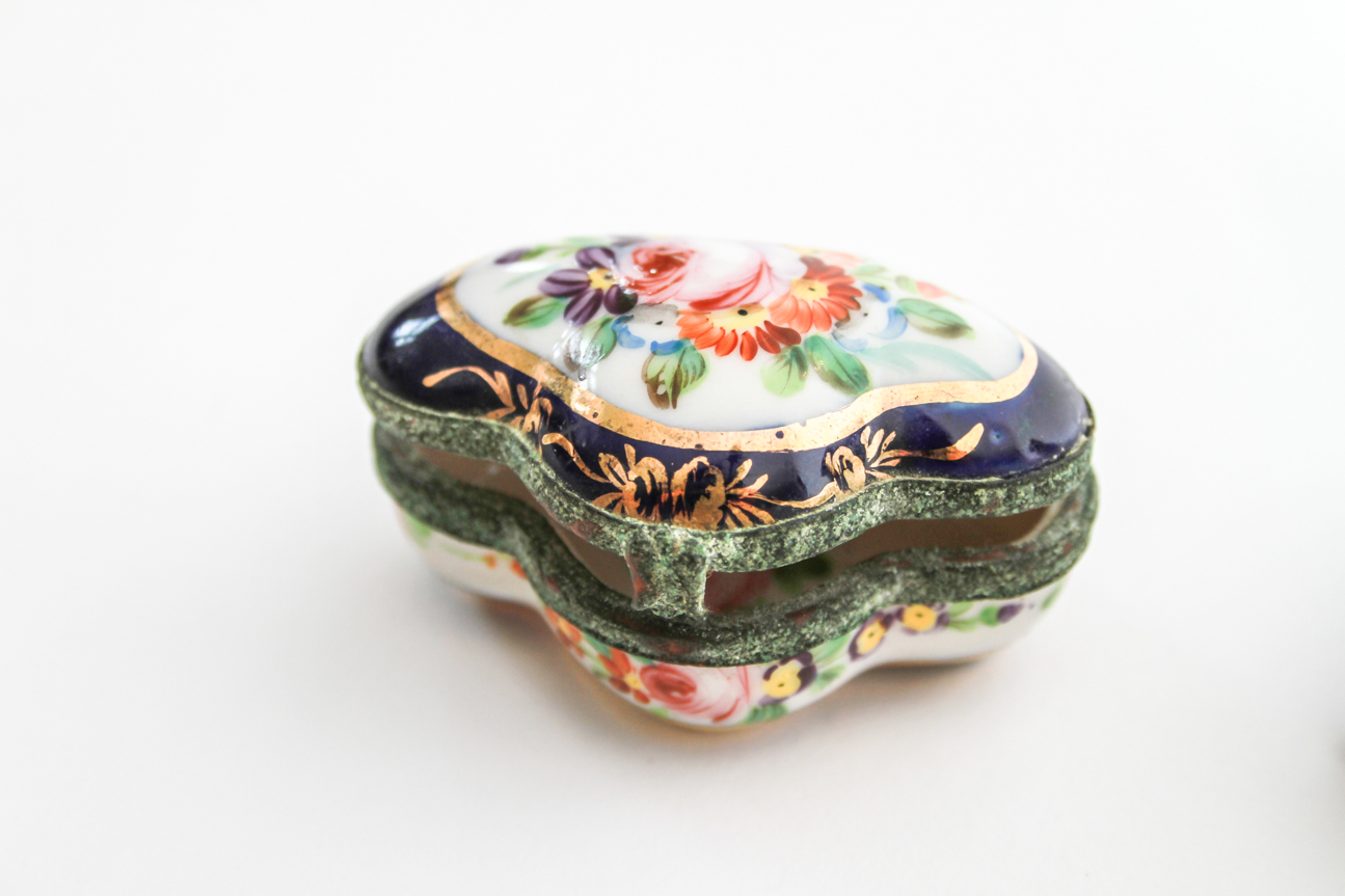 Pair of Porcelain Antique Pill Boxes