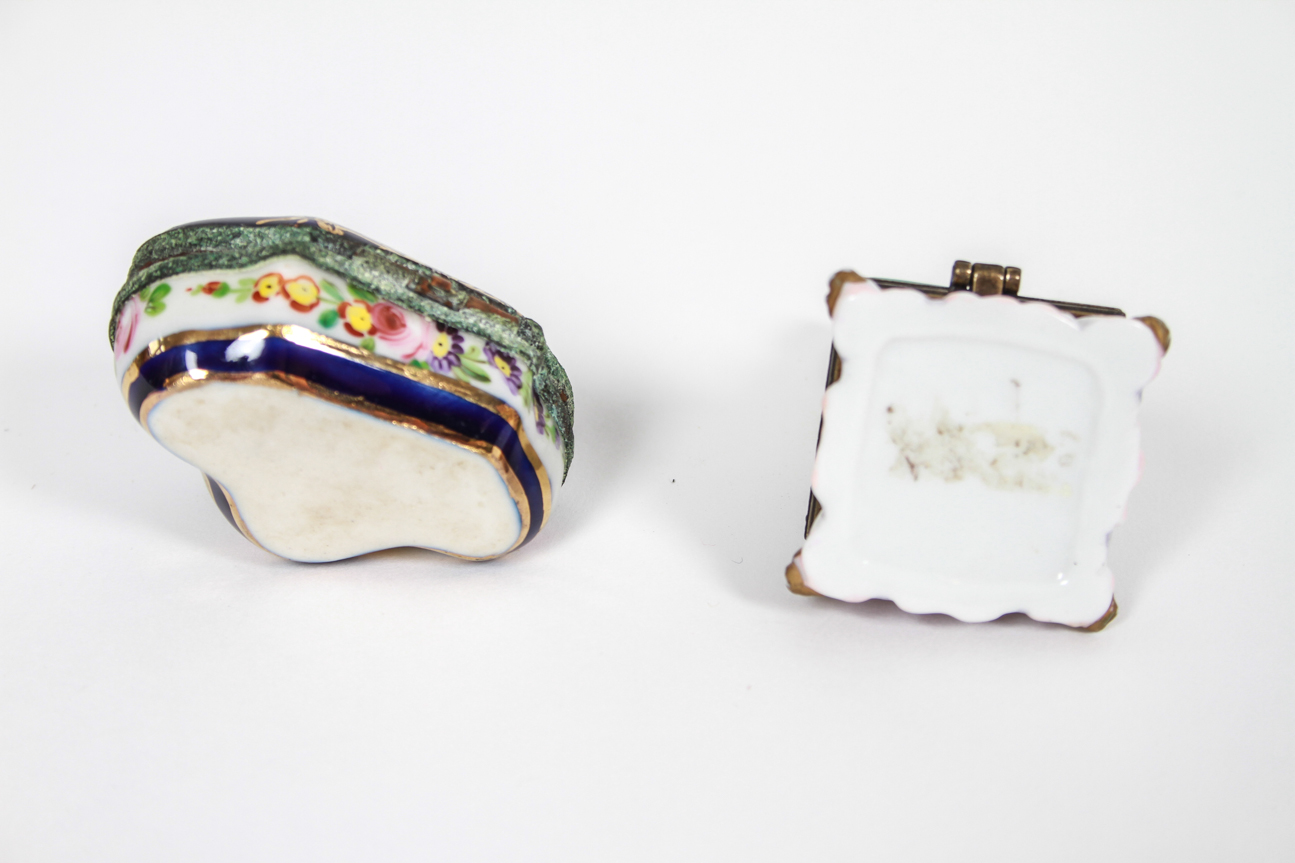 Pair of Porcelain Antique Pill Boxes