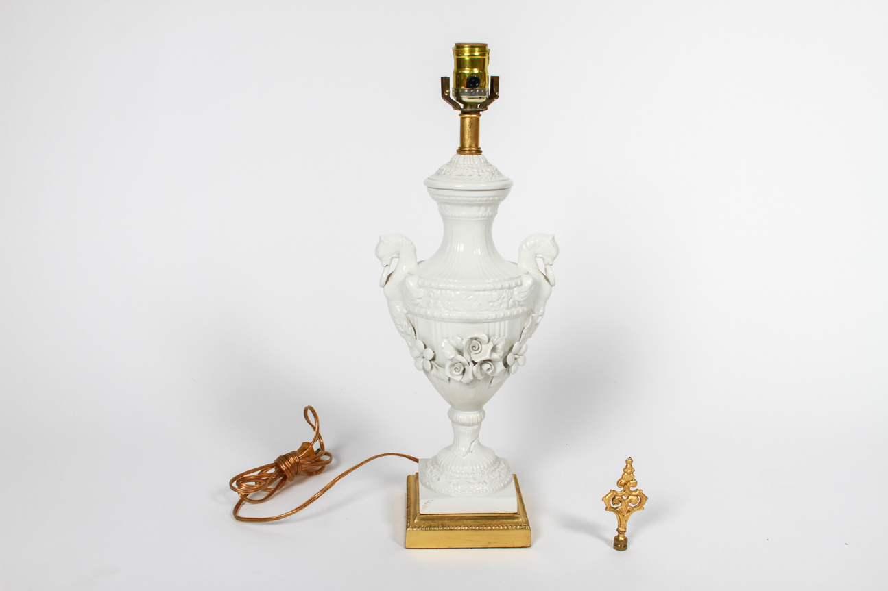 Vintage Porcelain Frederick Cooper Lamp with Flower Accents