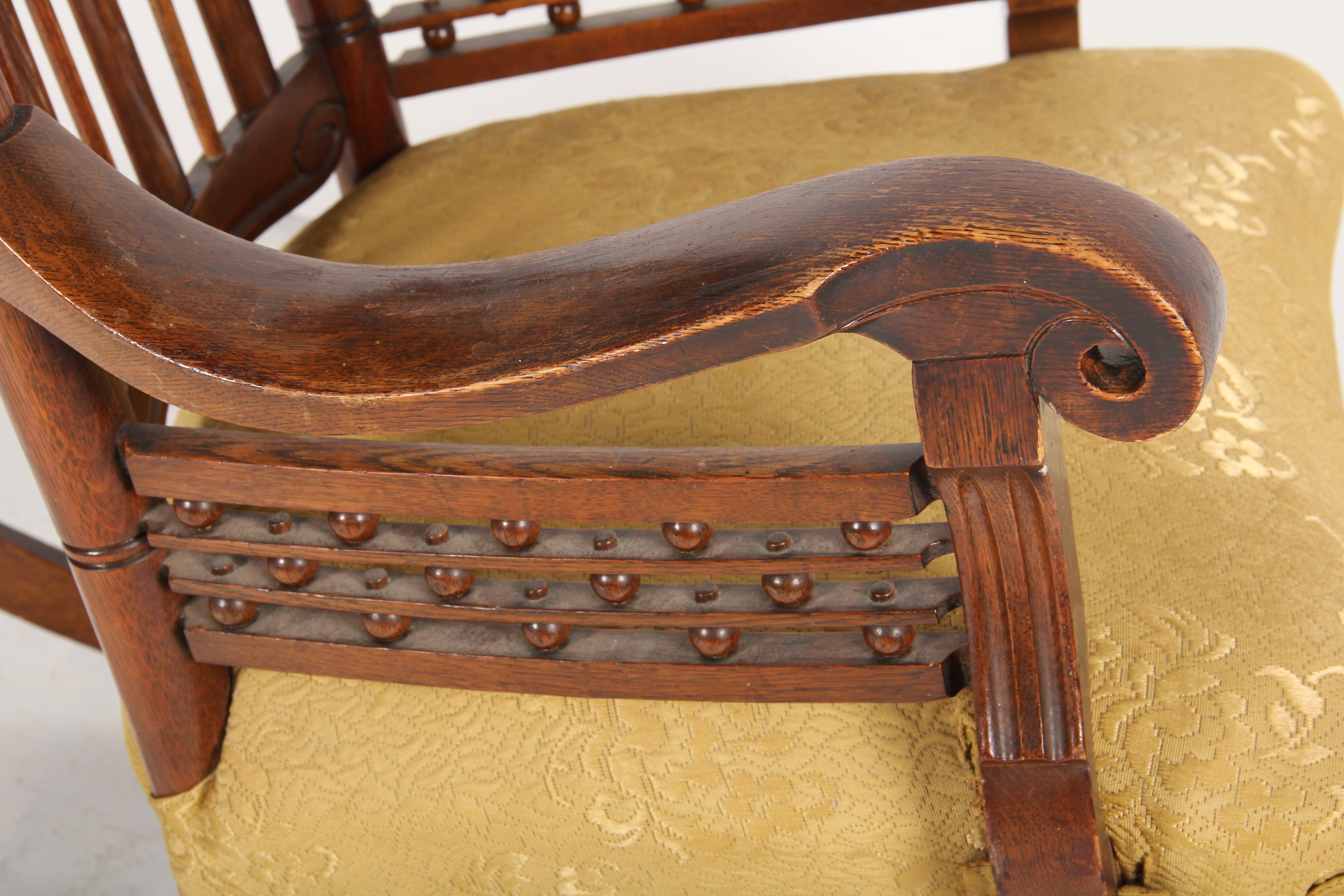 Antique Victorian Benjamin Franklin Hand-Carved Rocking Chair