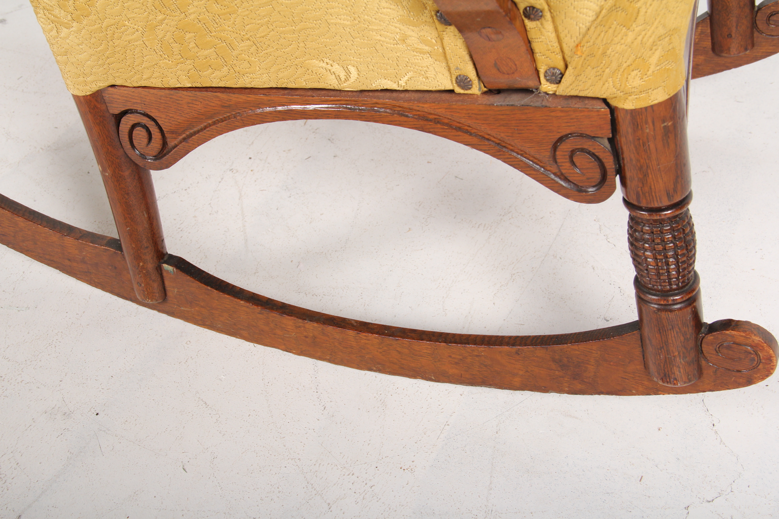 Antique Victorian Benjamin Franklin Hand-Carved Rocking Chair