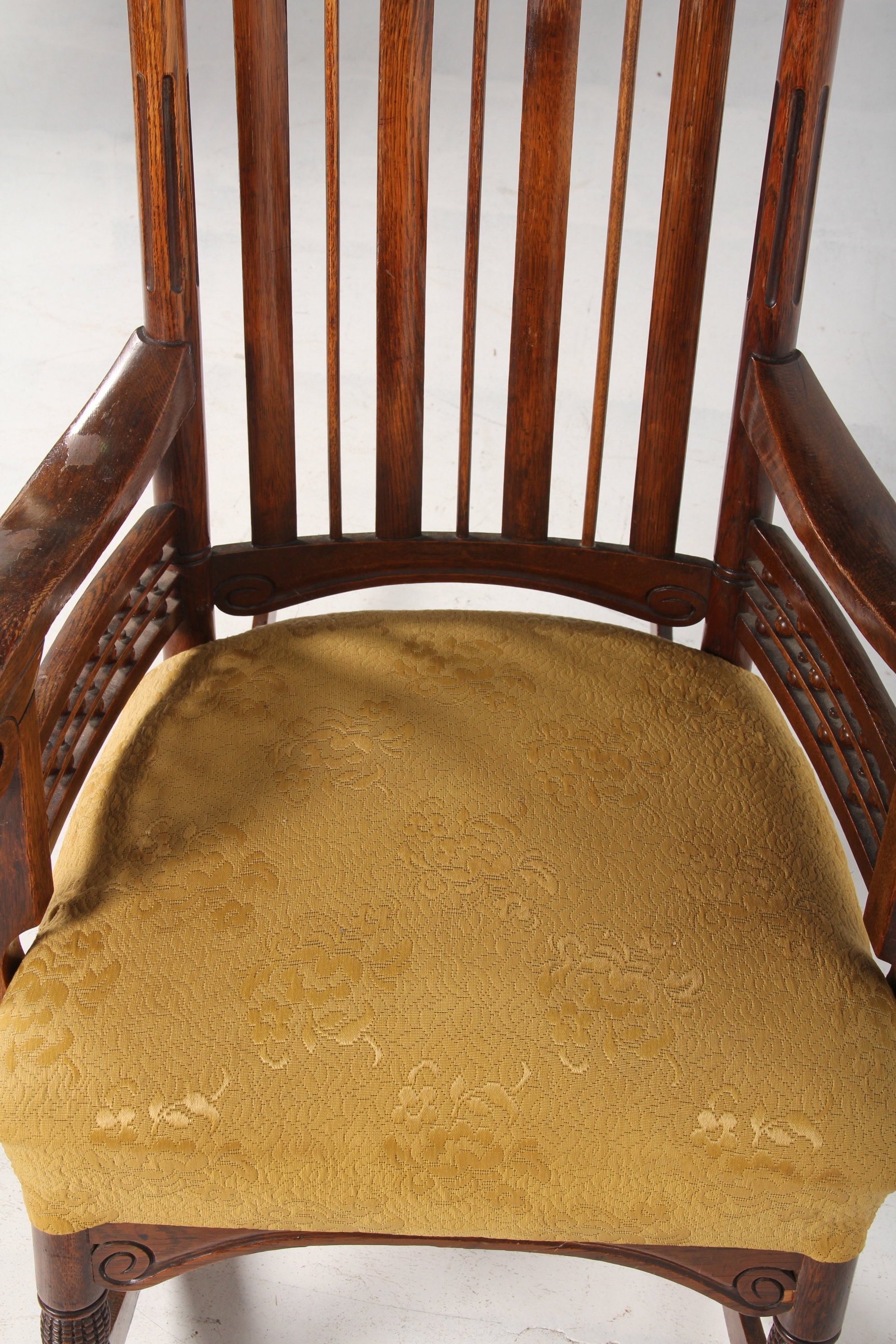 Antique Victorian Benjamin Franklin Hand-Carved Rocking Chair