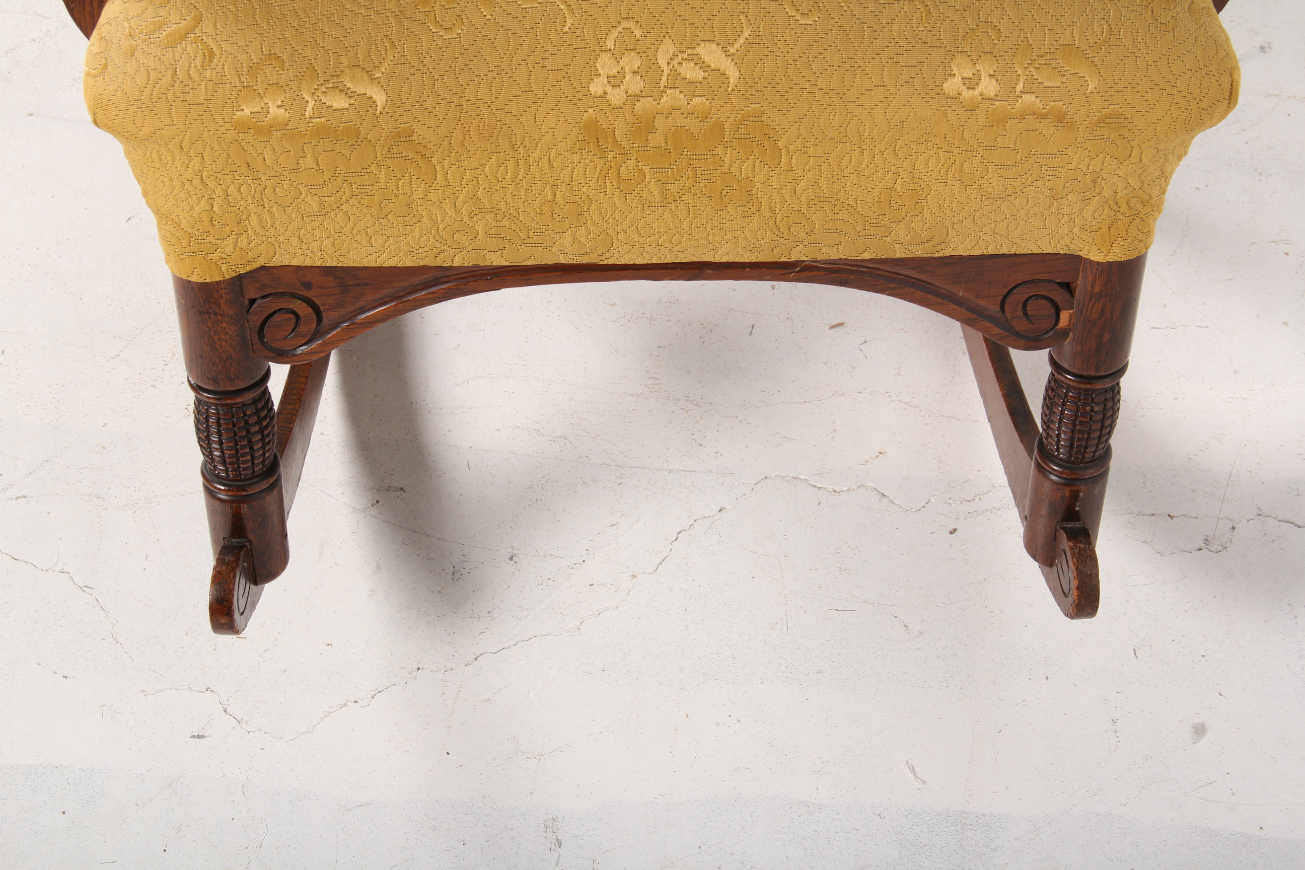 Antique Victorian Benjamin Franklin Hand-Carved Rocking Chair