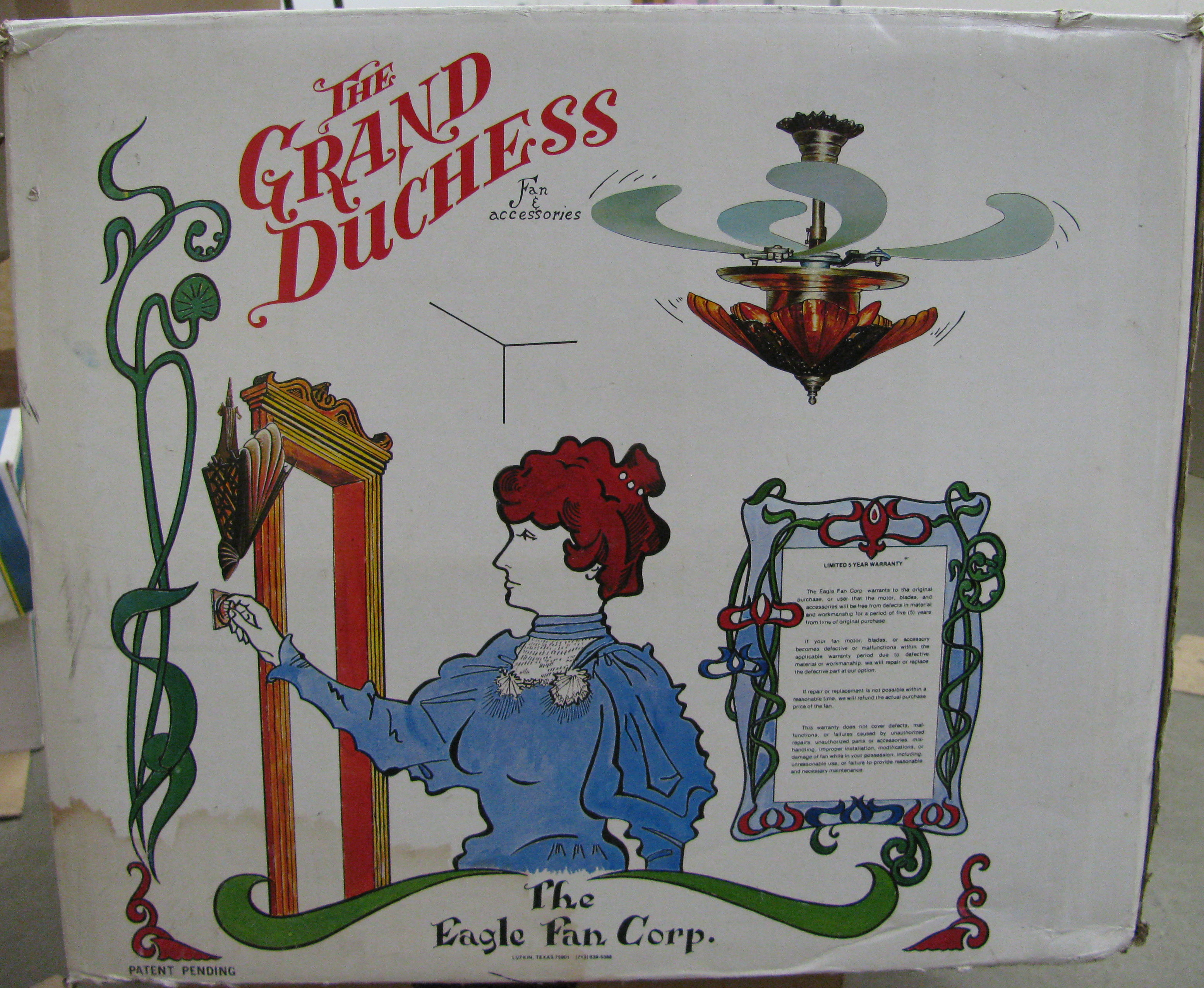 Art Deco Style "Grand Duchess" Birdwing Ceiling Fan by Eagle Fan