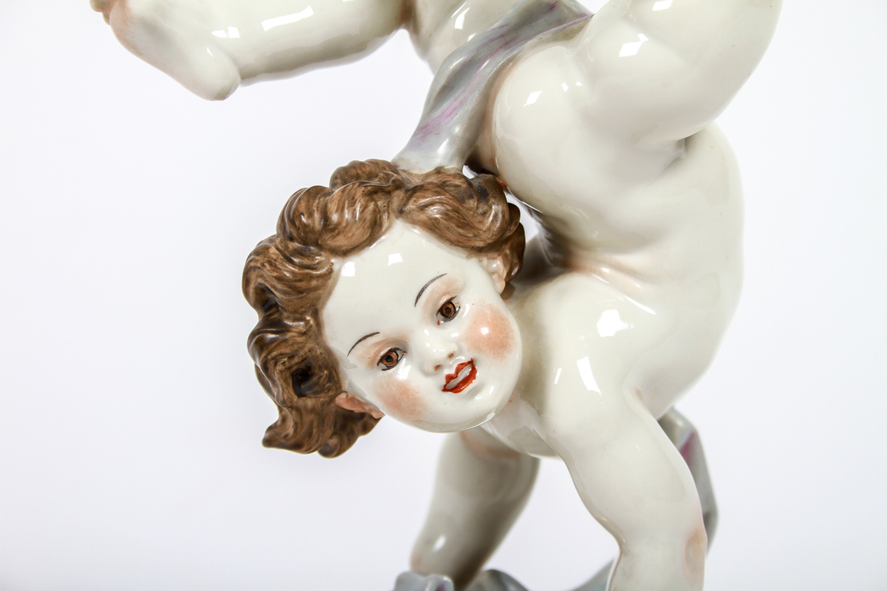 Rare Boy on Ball German Figurine by Professor Theodor Karner