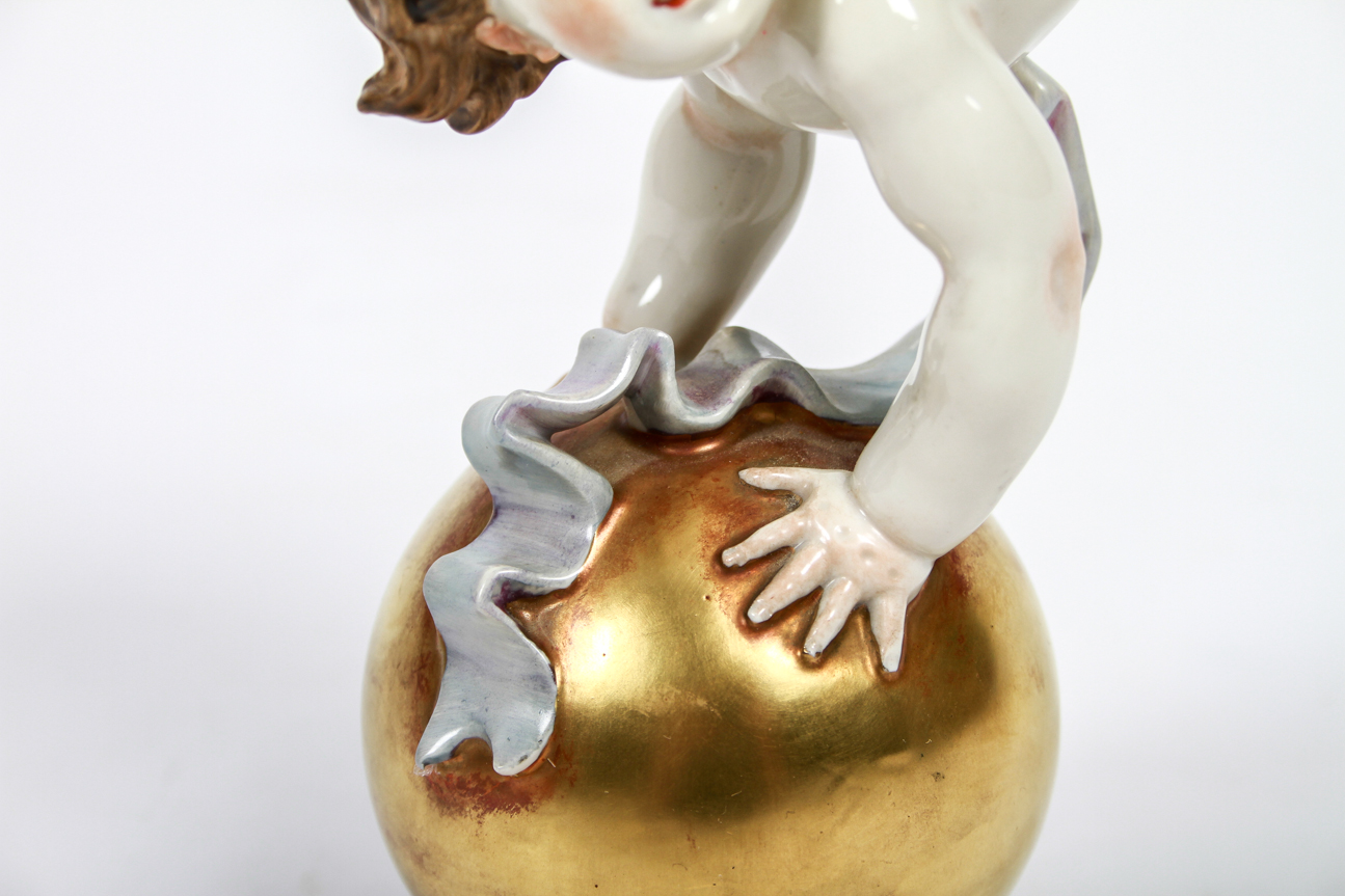 Rare Boy on Ball German Figurine by Professor Theodor Karner