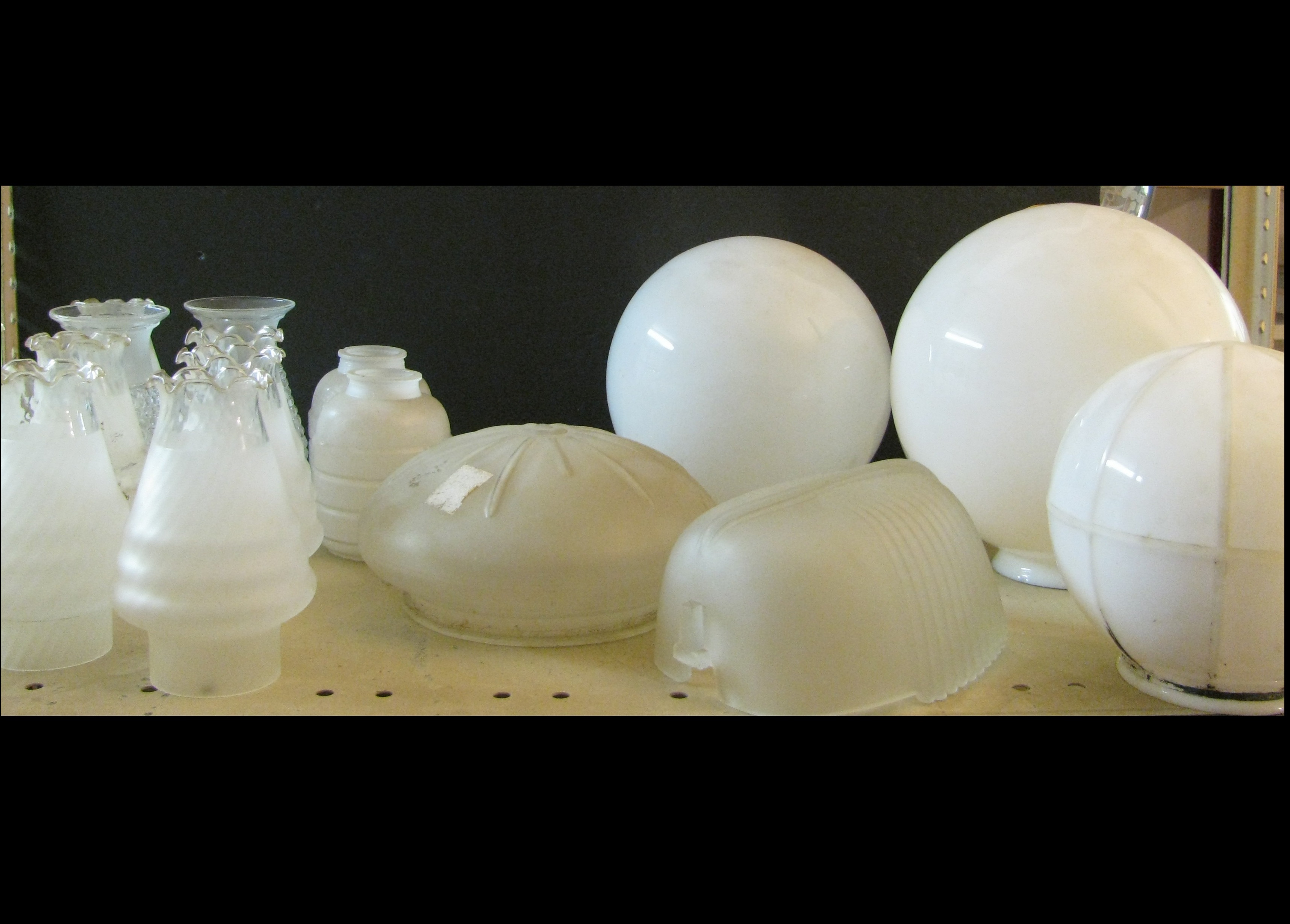 Large Lot of Mixed Styles of Glass Lampshades