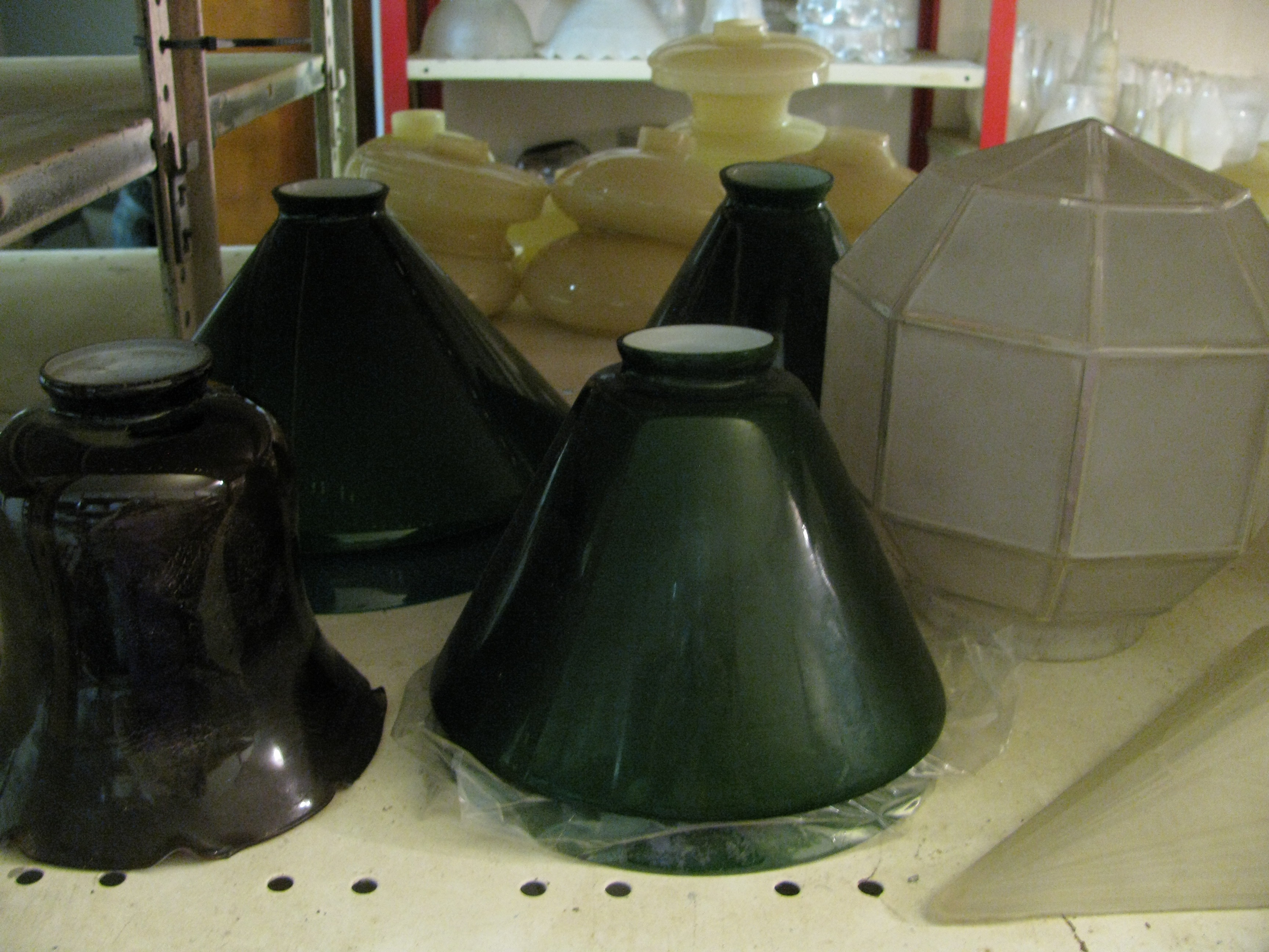 Large Lot of Mixed Styles of Glass Lampshades