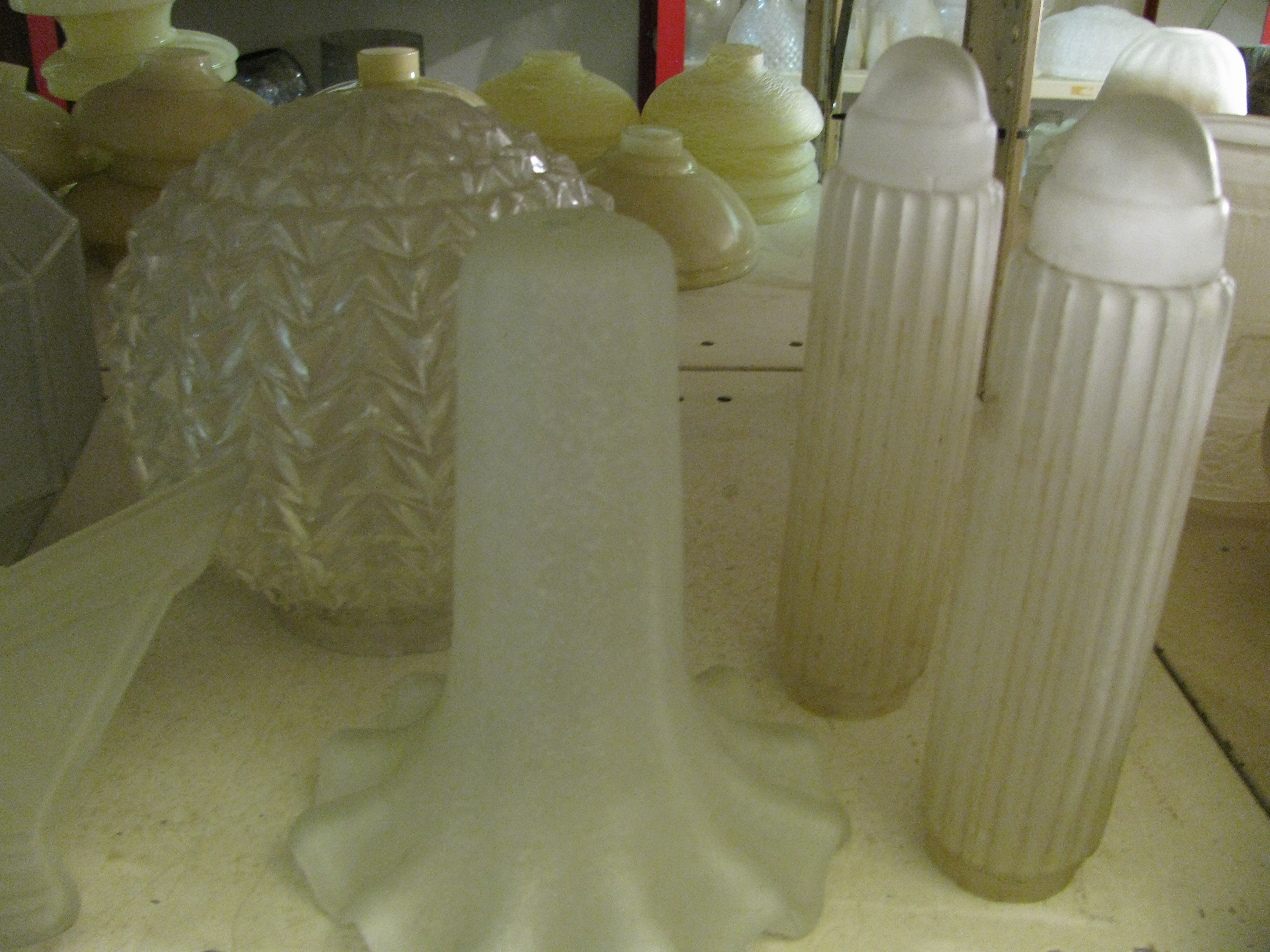 Large Lot of Mixed Styles of Glass Lampshades