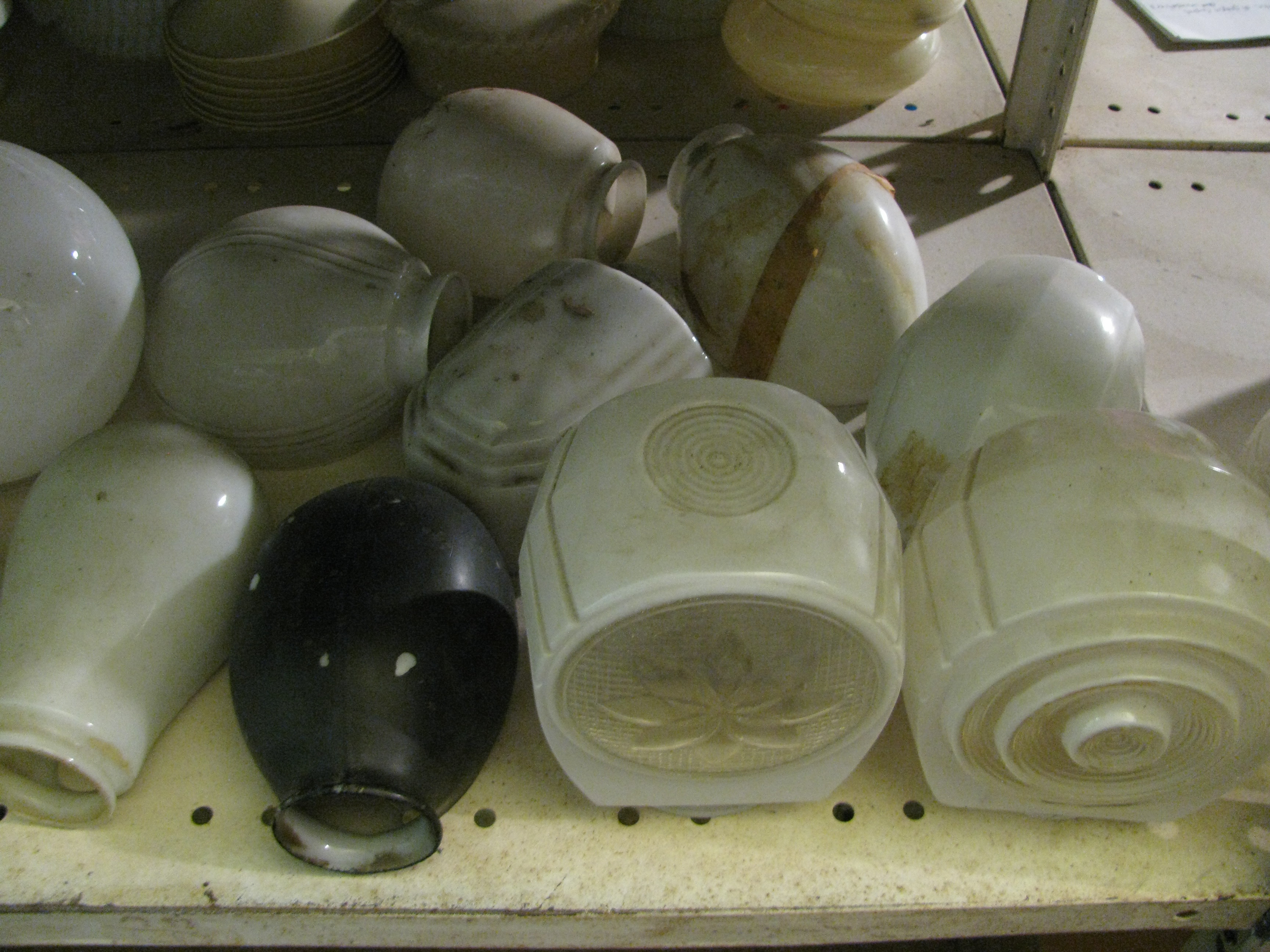 Large Lot of Mixed Styles of Glass Lampshades