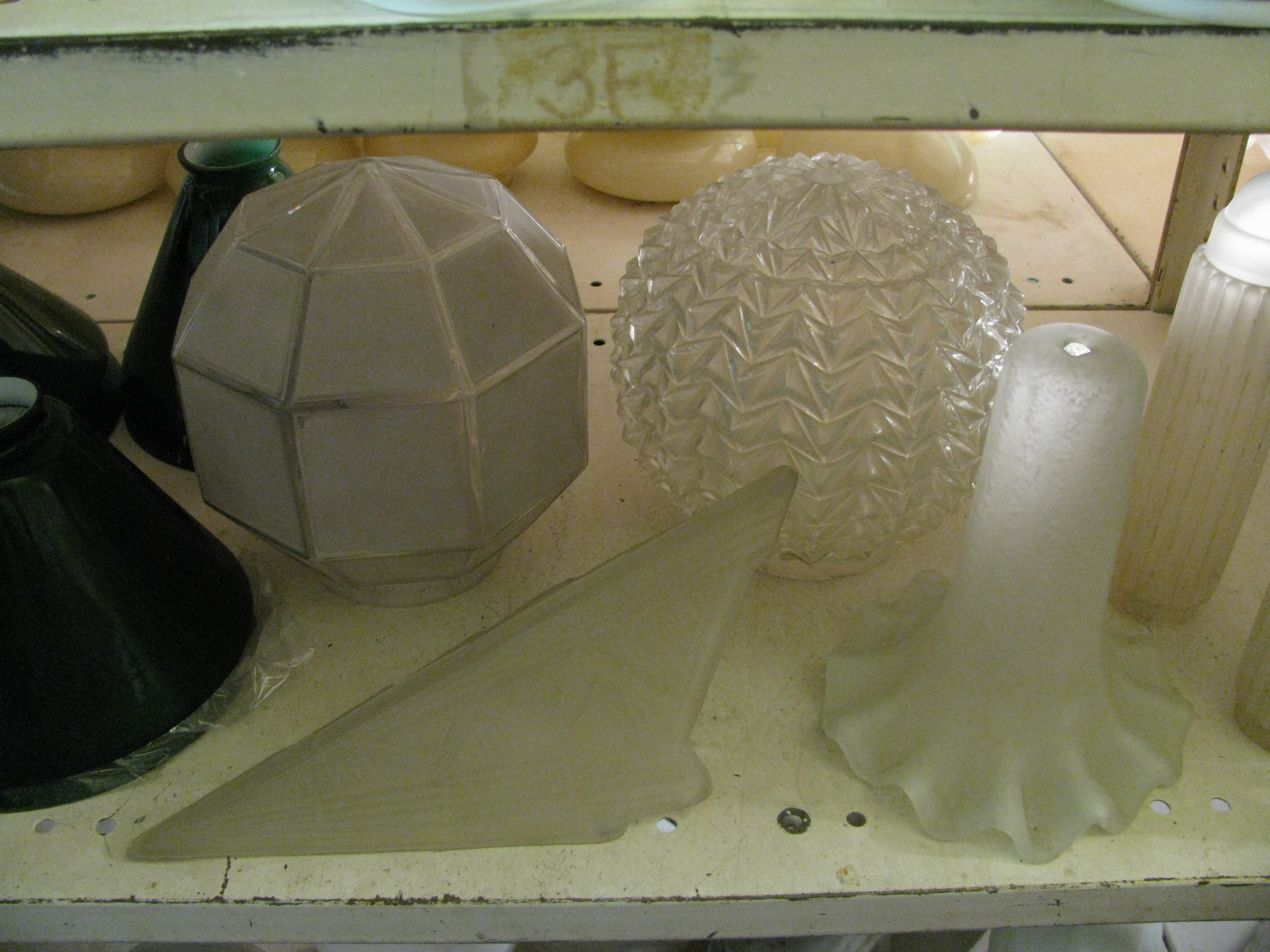 Large Lot of Mixed Styles of Glass Lampshades