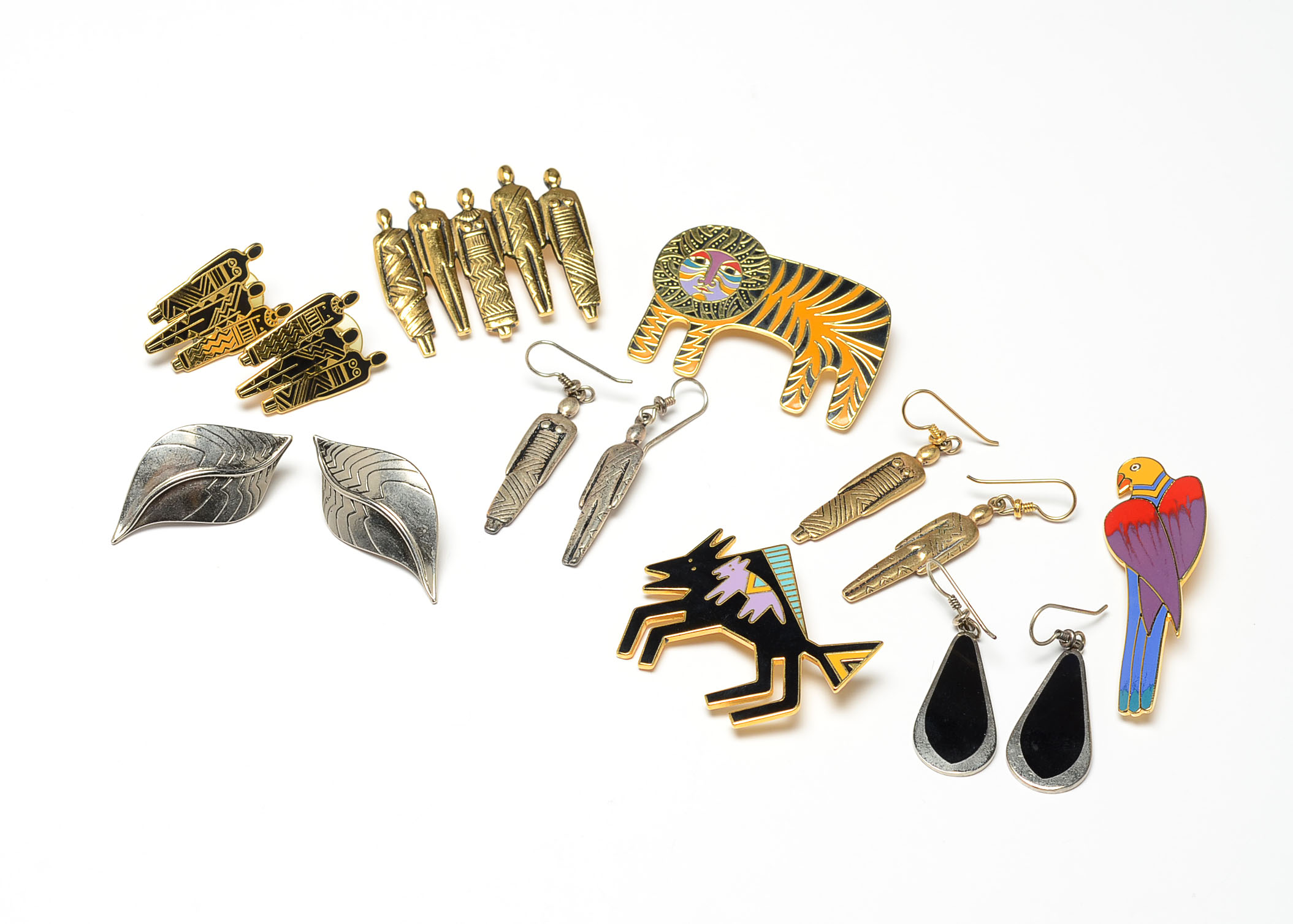 Collection of Laurel Burch Brooches and Earrings