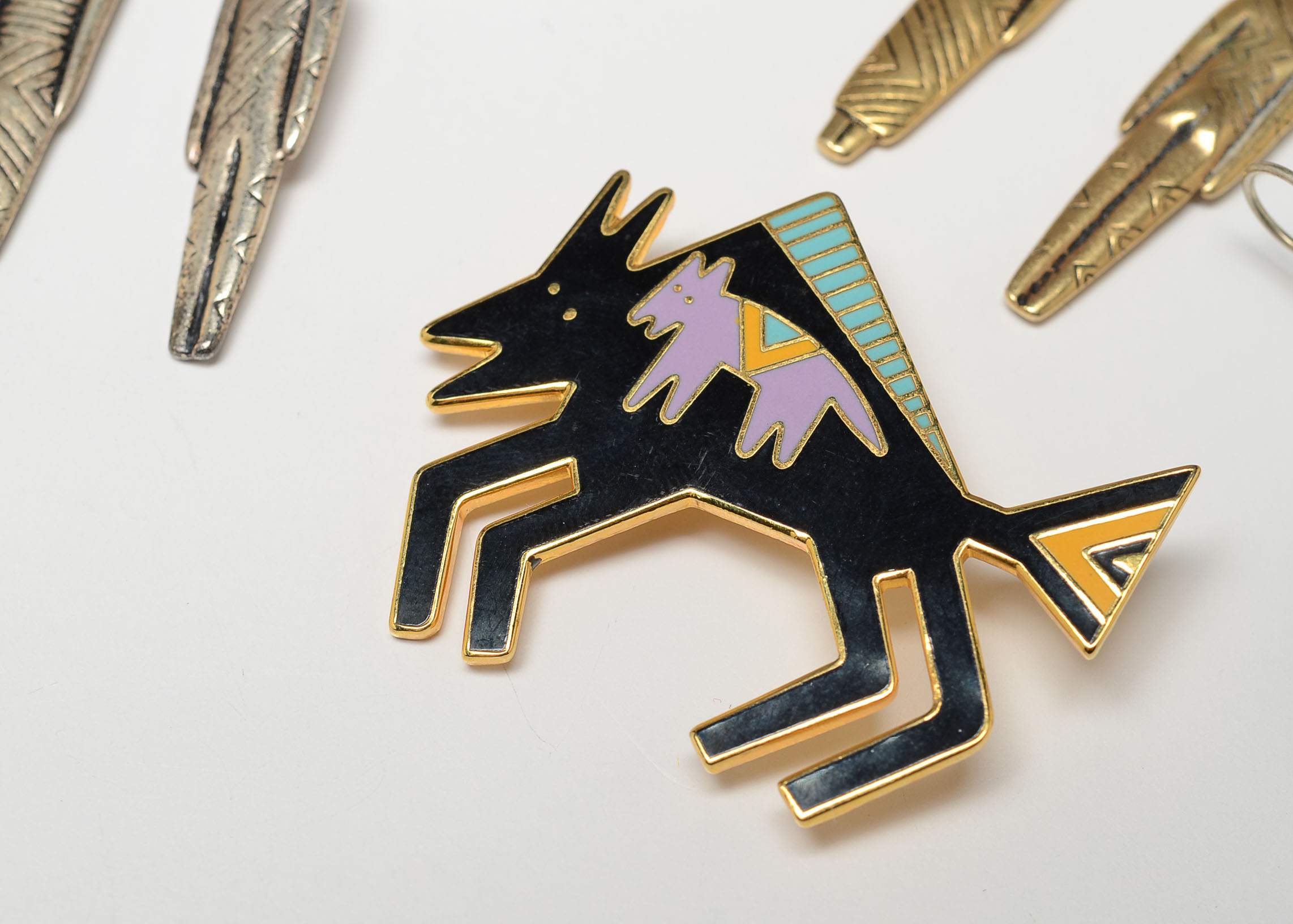 Collection of Laurel Burch Brooches and Earrings