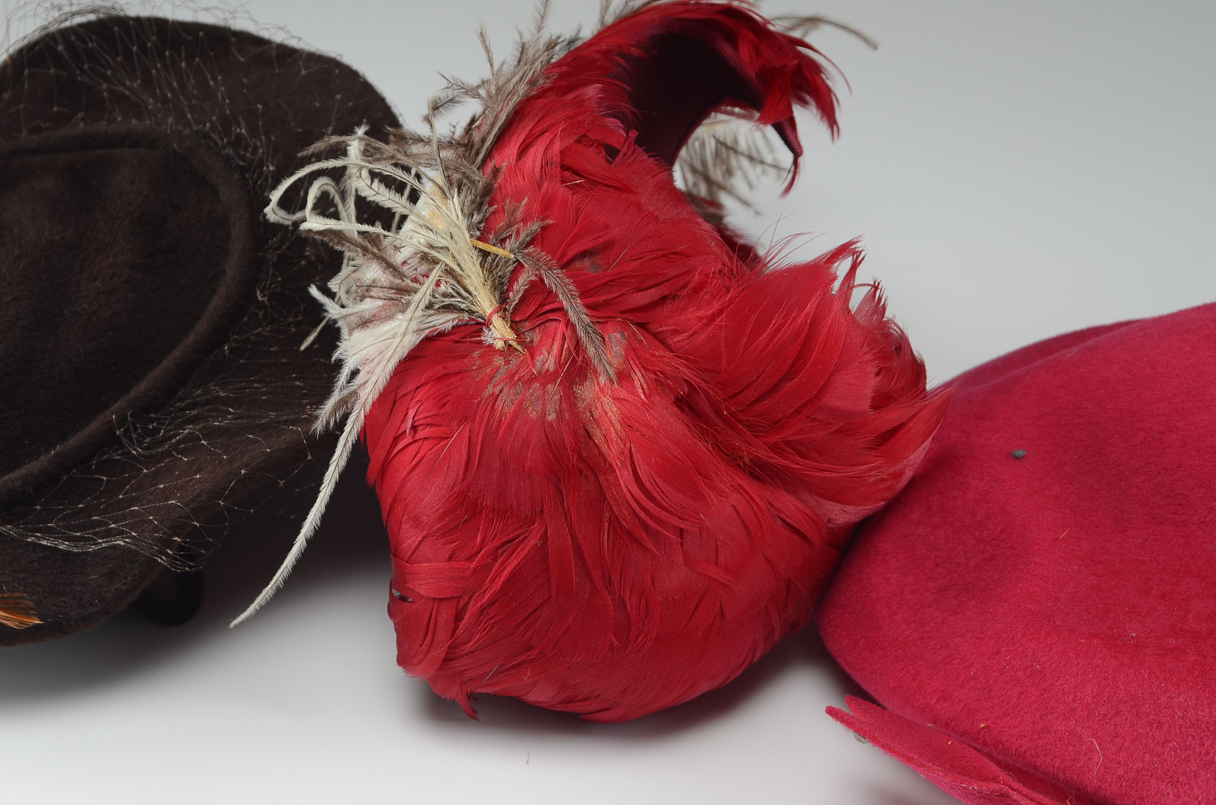 Collection of Three Vintage Feathered Hats