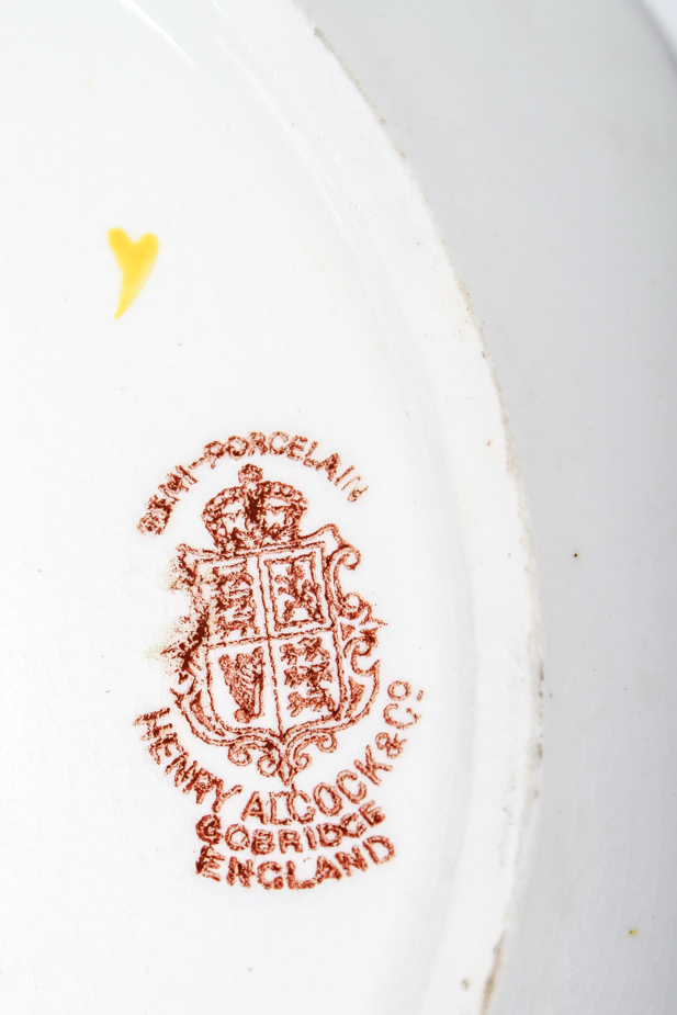 Set of Six English Henry Alcock Crescent Shaped Bone China Plates