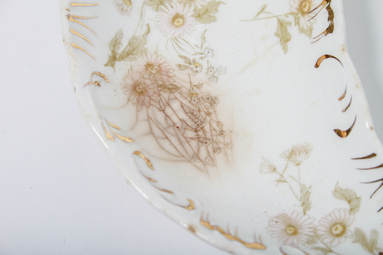 Set of Six English Henry Alcock Crescent Shaped Bone China Plates