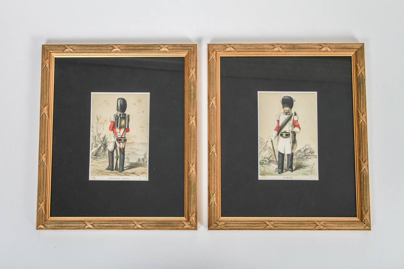 Antique Soldier Prints Titled "Pioneer" and "Grenadier Guards" 