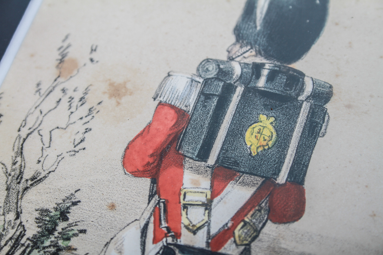 Antique Soldier Prints Titled "Pioneer" and "Grenadier Guards" 